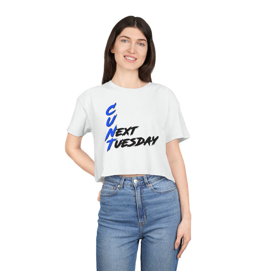 C U Next Tuesday Crop Tee Graphic Tees Australia White / XS Graphic T-Shirt Australia -  Cool Graphic T-Shirts Online -  C U Next Tuesday Crop Tee | Funny Womens T Shirts Australia