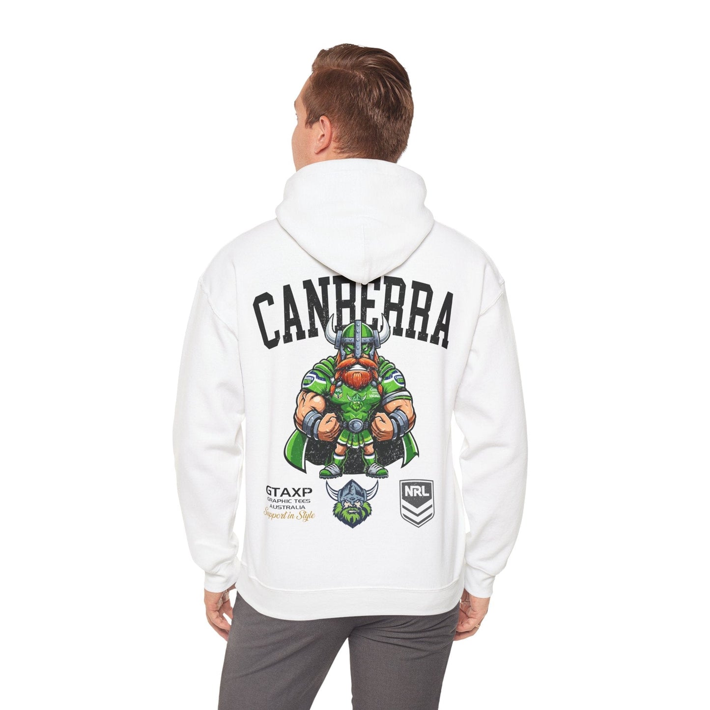 Canberra Raiders Victor Hoodie Printify White / S Graphic T-Shirt Australia -  Cool Graphic T-Shirts Online - 