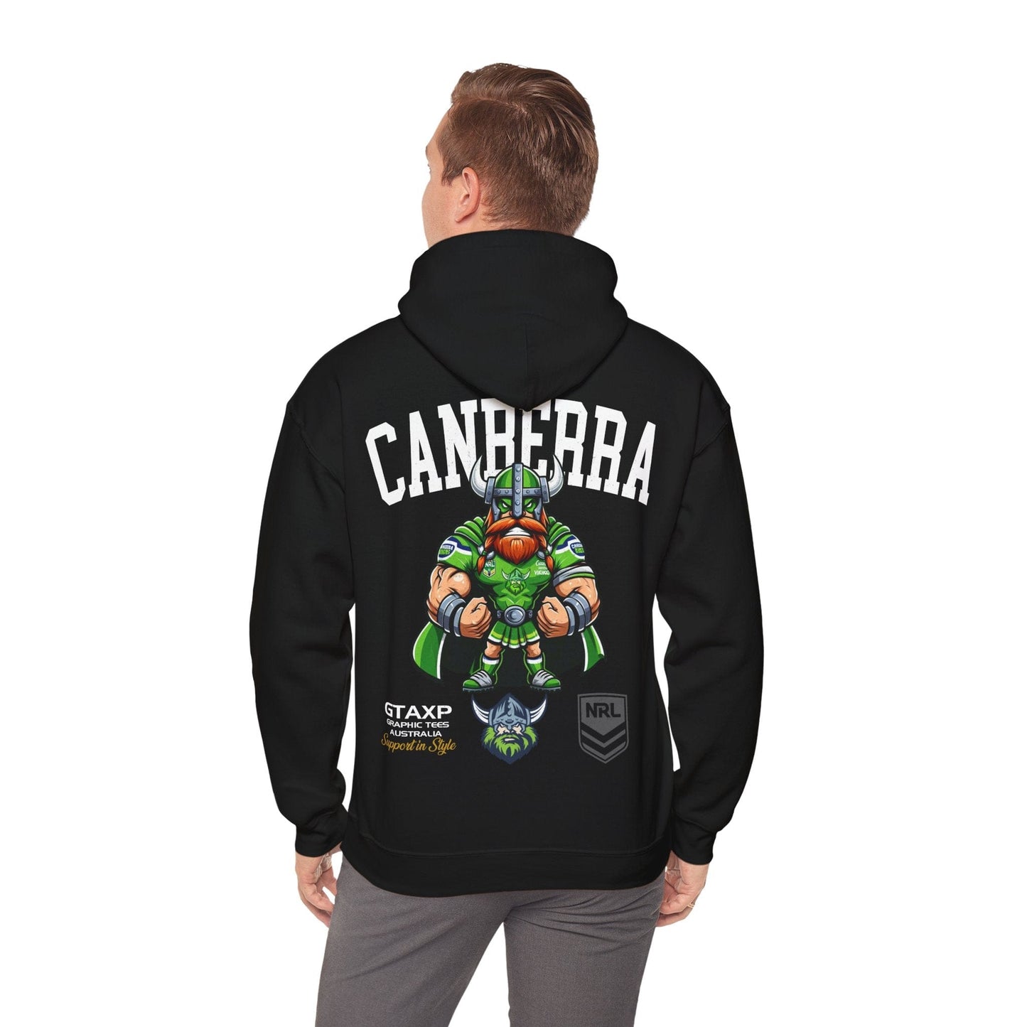 Canberra Raiders Victor Hoodie Printify Black / S Graphic T-Shirt Australia -  Cool Graphic T-Shirts Online - 