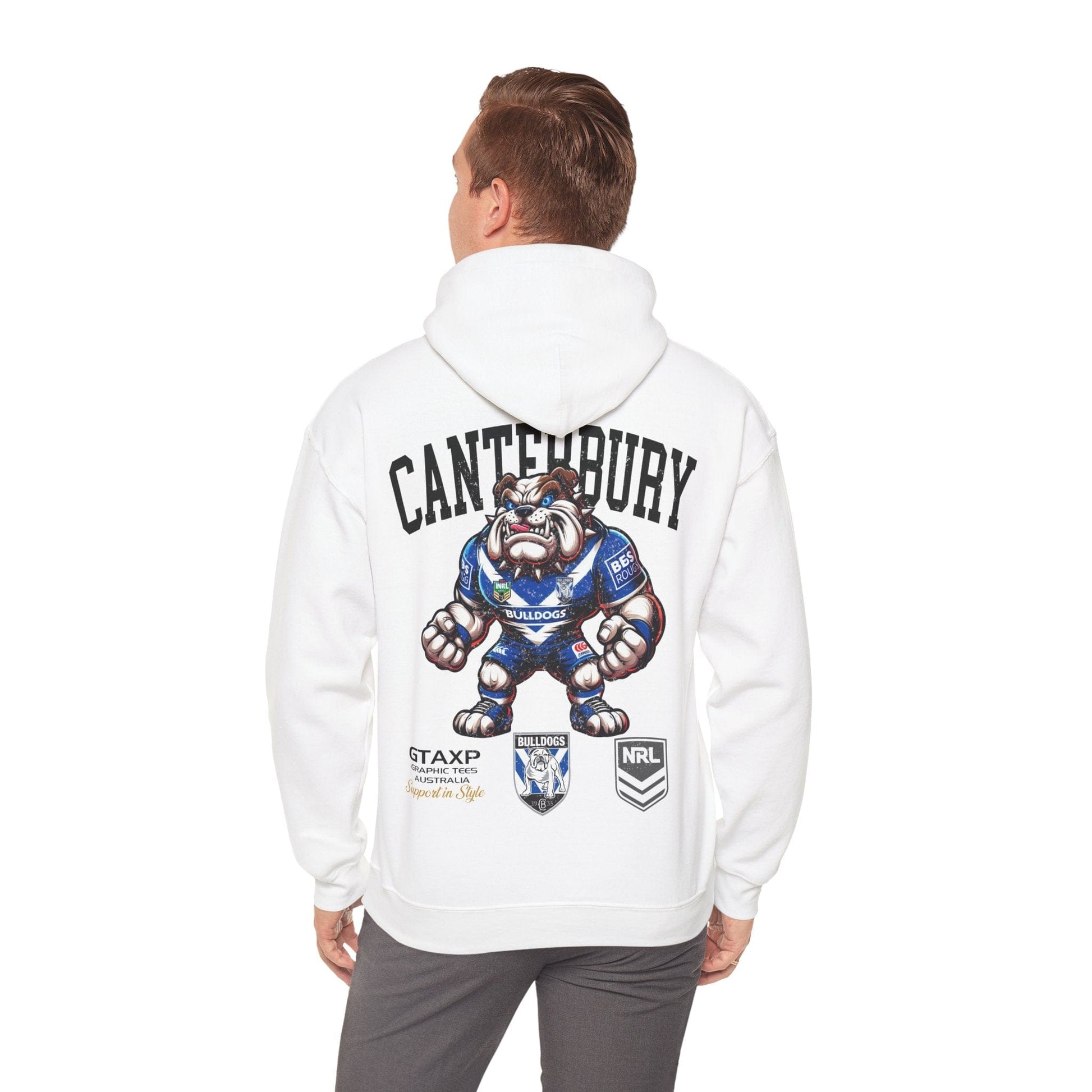 Canterbury Bulldogs Brutus Hoodie Printify White / S Graphic T-Shirt Australia -  Cool Graphic T-Shirts Online - 