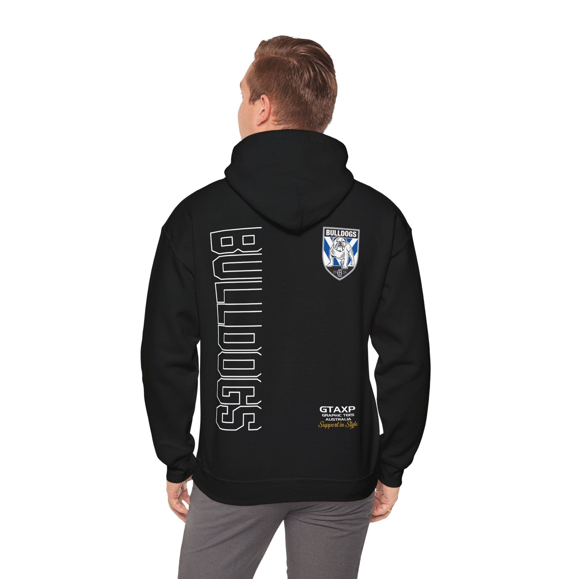 Canterbury Bulldogs Duo Hoodie Printify Black / S Graphic T-Shirt Australia -  Cool Graphic T-Shirts Online - 