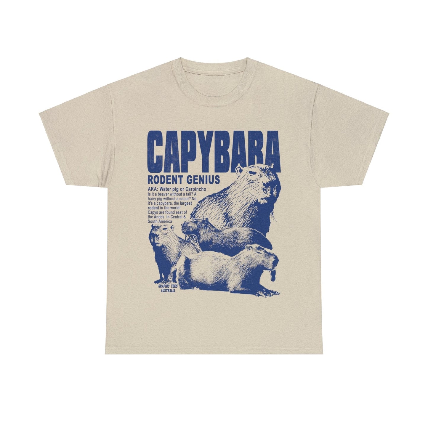 Capybara Rodent Genius Graphic Tee Graphic Tees Australia Sand / S Graphic T-Shirt Australia -  Cool Graphic T-Shirts Online - 