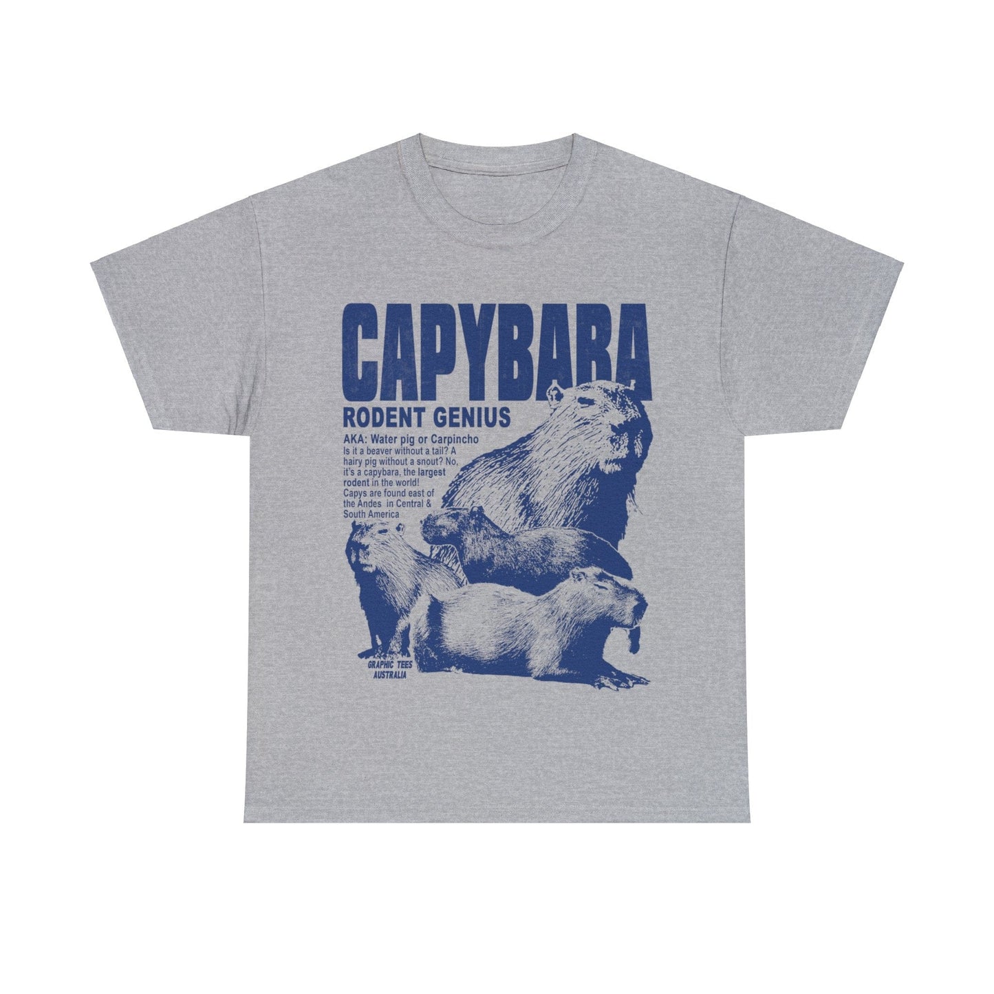 Capybara Rodent Genius Graphic Tee Graphic Tees Australia Sport Grey / S Graphic T-Shirt Australia -  Cool Graphic T-Shirts Online - 