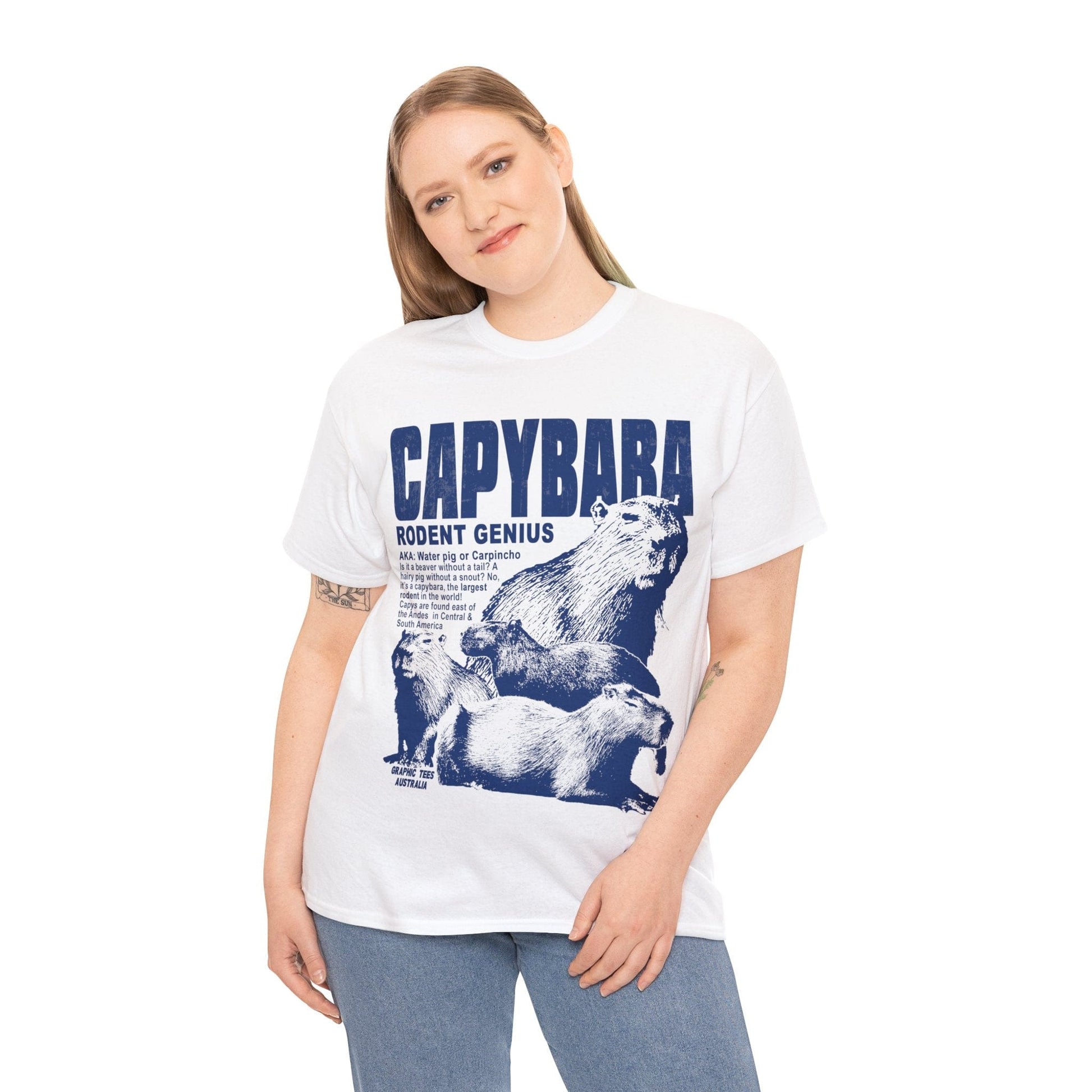 Capybara Rodent Genius Graphic Tee Graphic Tees Australia Graphic T-Shirt Australia -  Cool Graphic T-Shirts Online - 