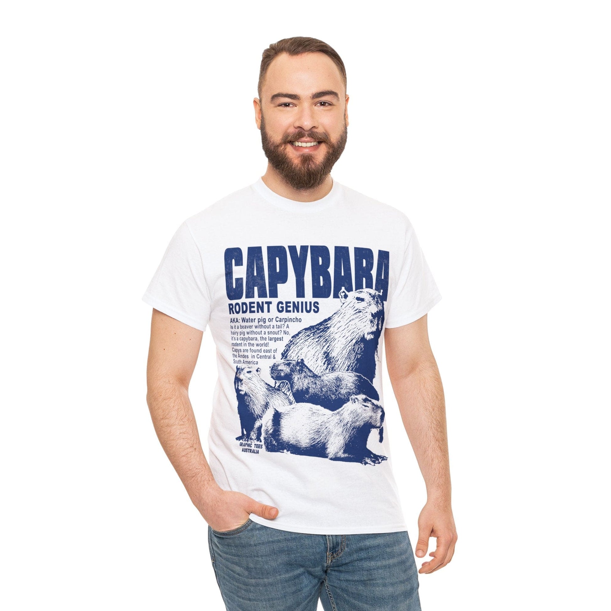 Capybara Rodent Genius Graphic Tee Graphic Tees Australia Graphic T-Shirt Australia -  Cool Graphic T-Shirts Online - 