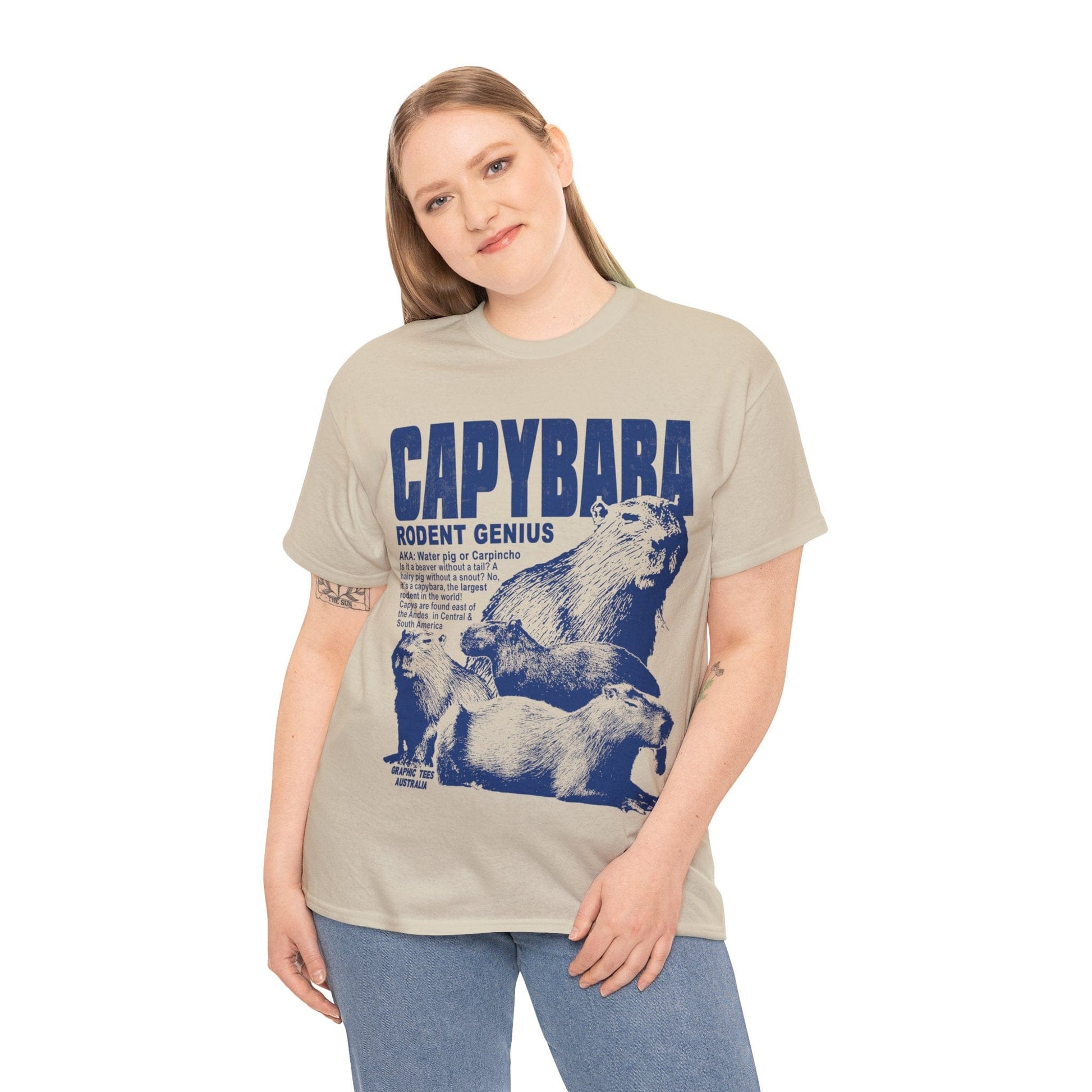 Capybara Rodent Genius Graphic Tee Graphic Tees Australia Graphic T-Shirt Australia -  Cool Graphic T-Shirts Online - 