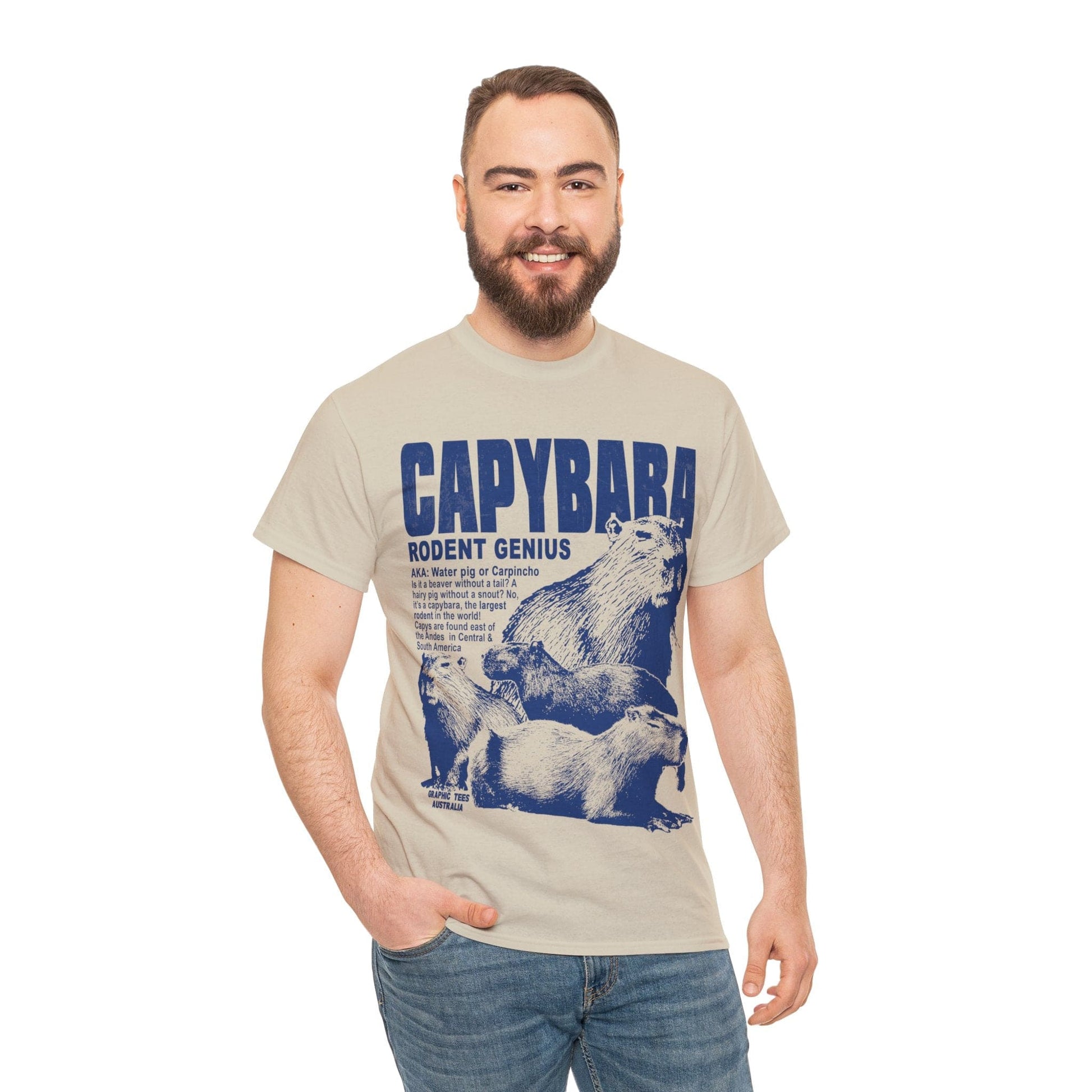 Capybara Rodent Genius Graphic Tee Graphic Tees Australia Graphic T-Shirt Australia -  Cool Graphic T-Shirts Online - 