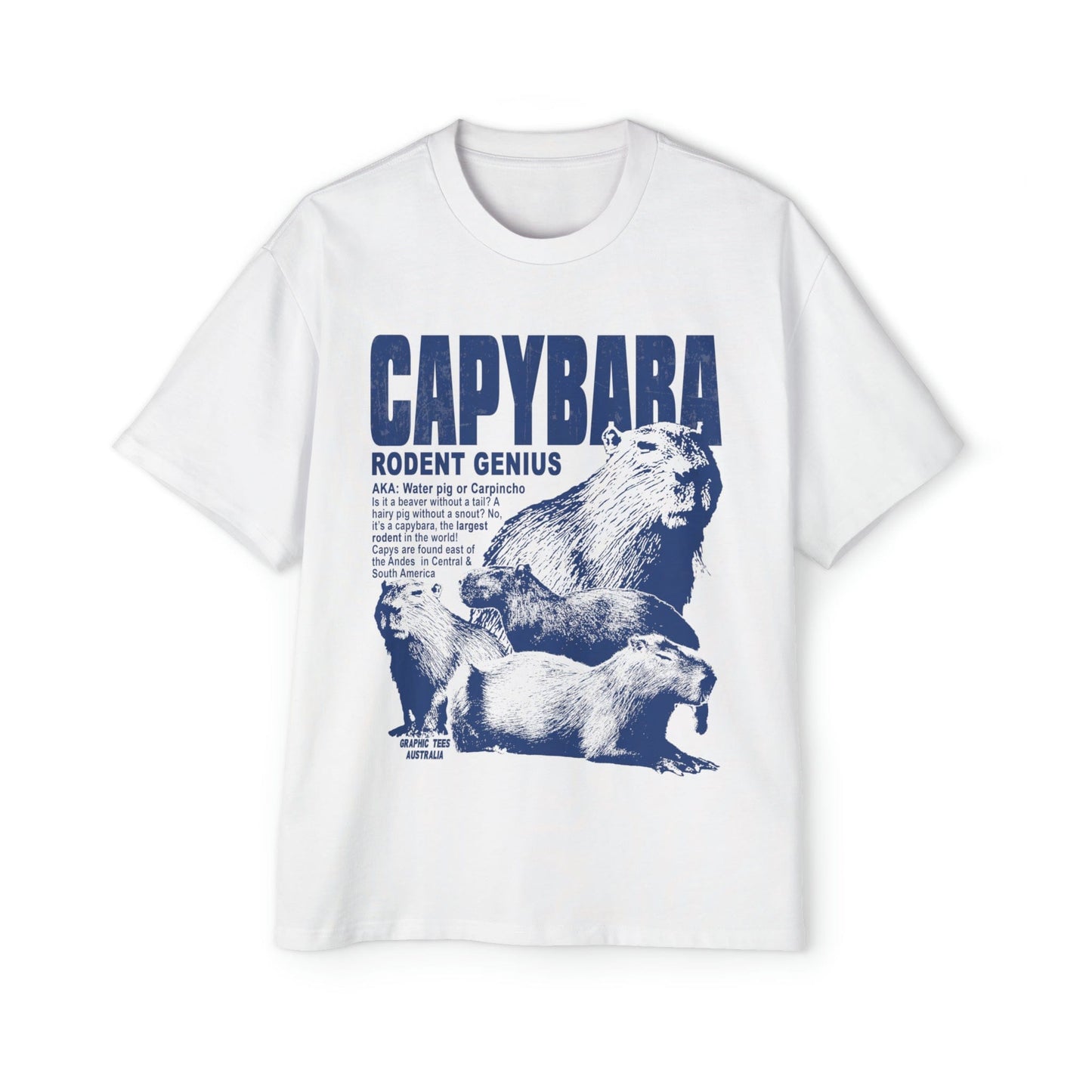 Capybara Rodent Genius Oversized Tee Graphic Tees Australia White / S Graphic T-Shirt Australia -  Cool Graphic T-Shirts Online - 