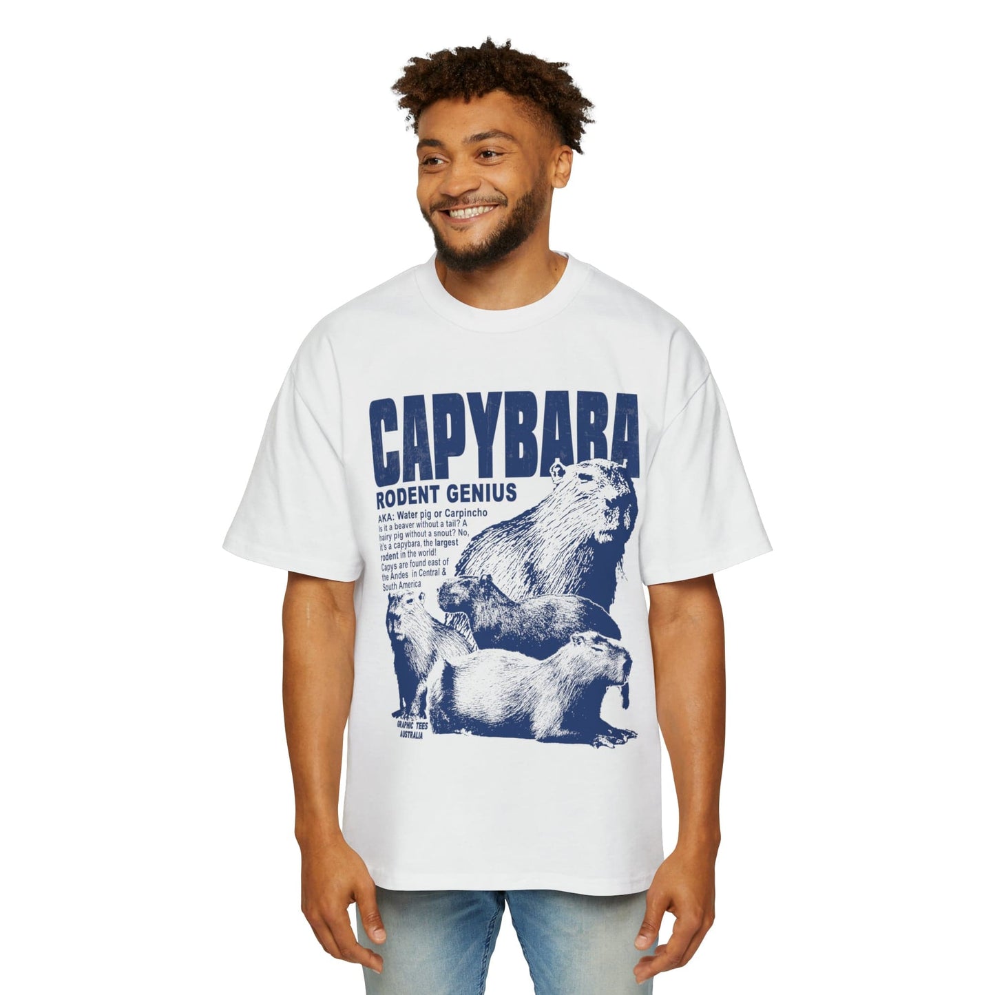 Capybara Rodent Genius Oversized Tee Graphic Tees Australia Graphic T-Shirt Australia -  Cool Graphic T-Shirts Online - 