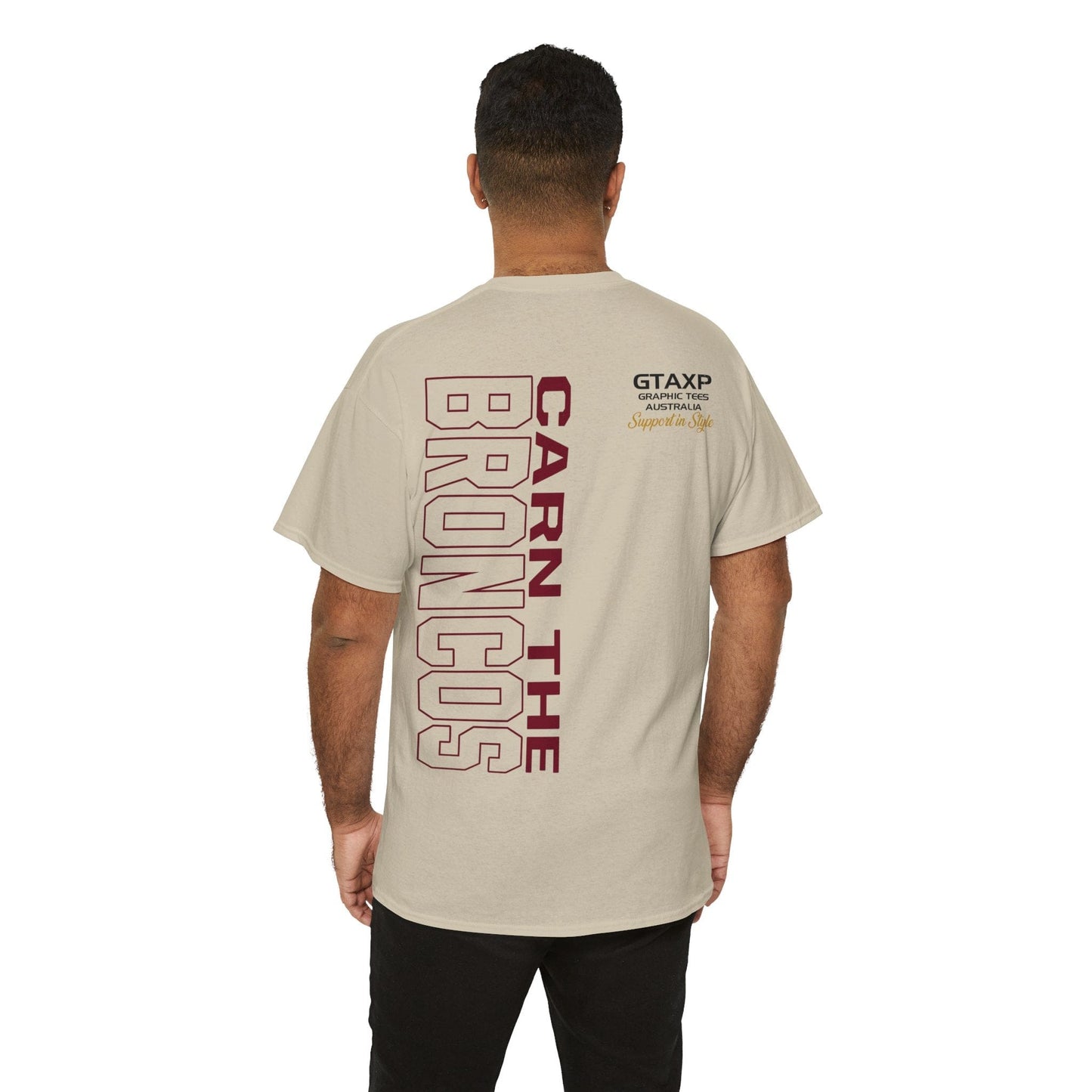 Carn The Broncos Graphic Tee Graphic Tees Australia Sand / S Graphic T-Shirt Australia -  Cool Graphic T-Shirts Online -  Carn The Broncos T Shirt | Rugby League Merch