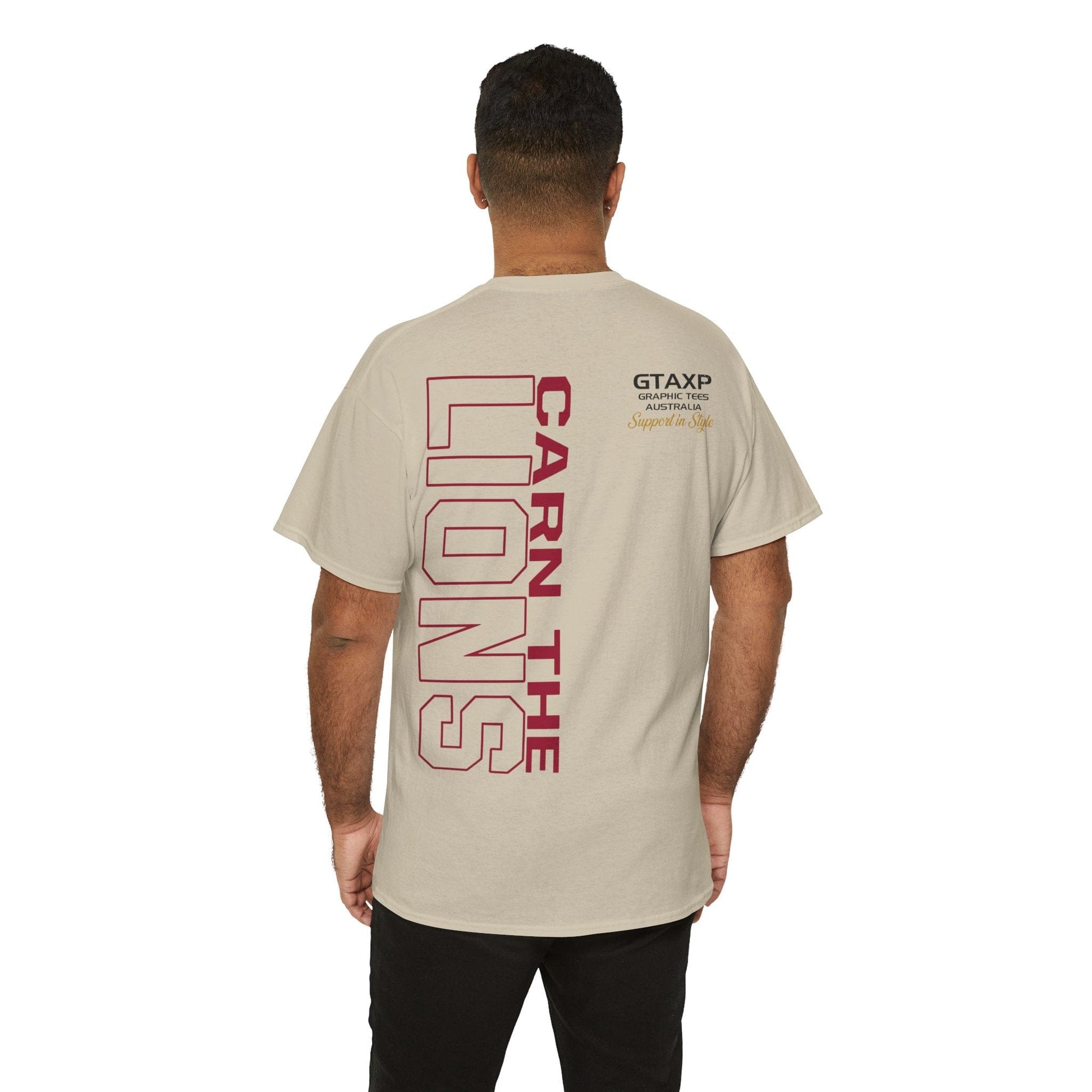 Carn The Lions Graphic Tee Graphic Tees Australia Sand / S Graphic T-Shirt Australia -  Cool Graphic T-Shirts Online -  Carn The Lions T-Shirt | Australian Footy Fan Gear