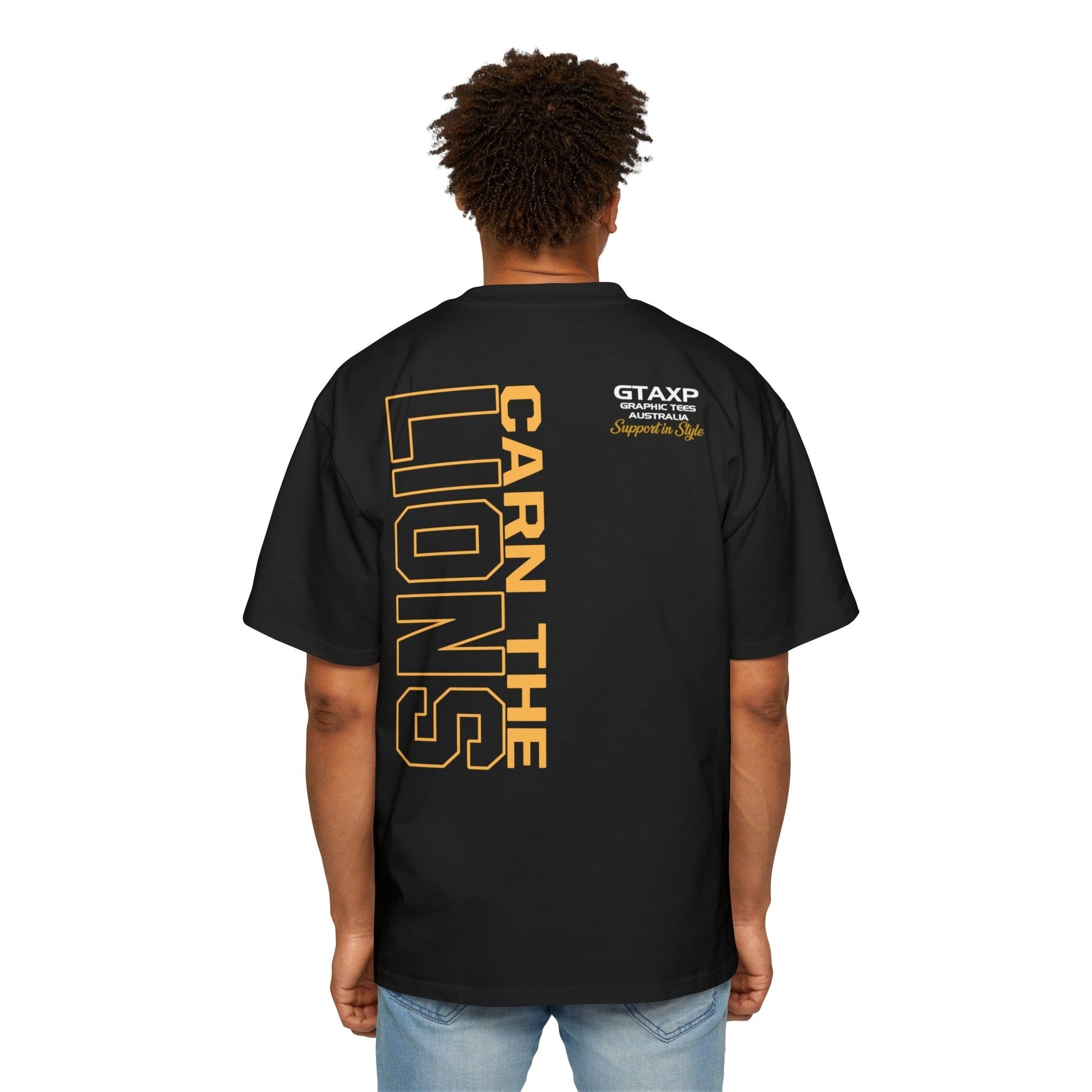 Carn The Lions Oversized Tee Graphic Tees Australia Black / S Graphic T-Shirt Australia -  Cool Graphic T-Shirts Online -  Carn The Lions Oversized Tee | Brisbane Lions Merch