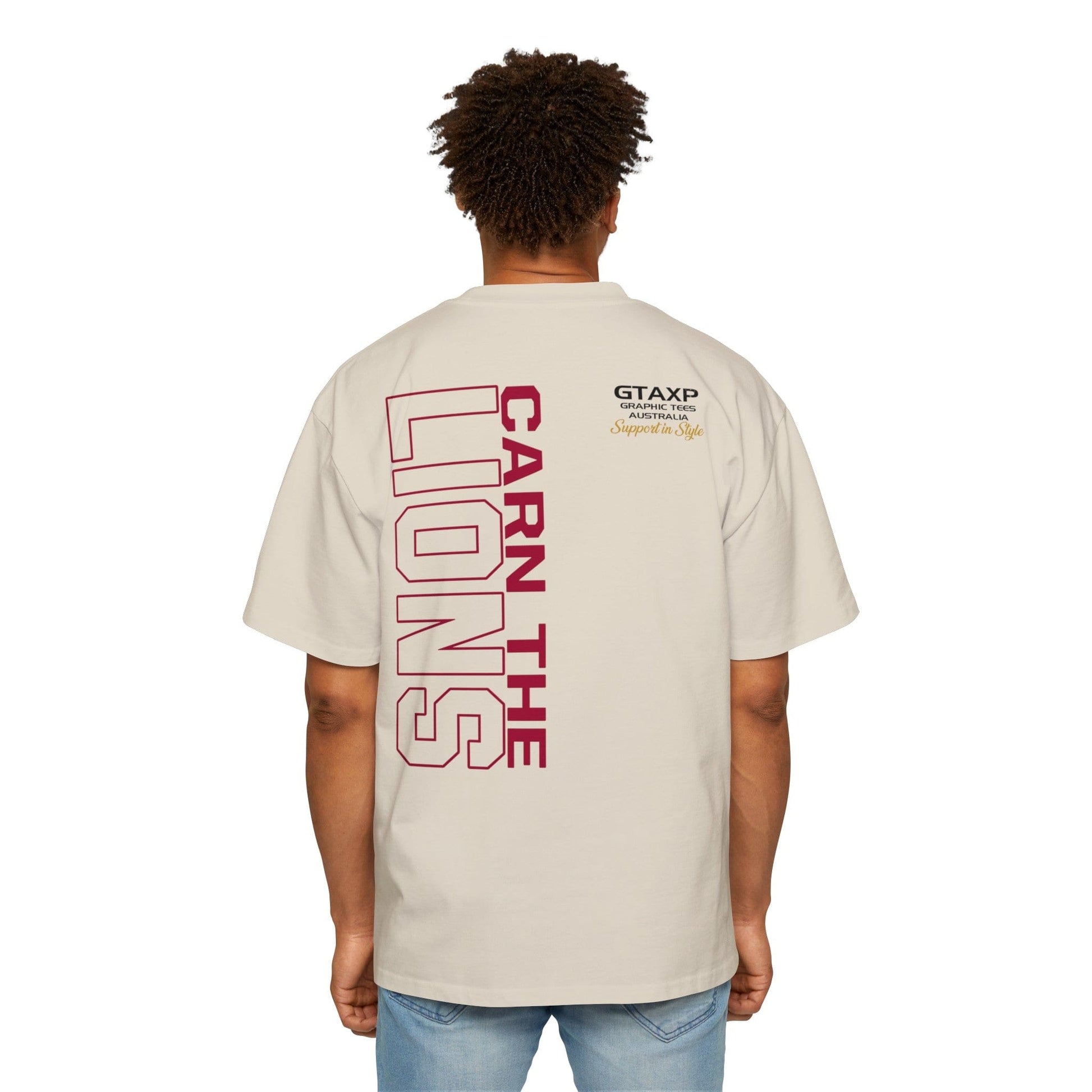 Carn The Lions Oversized Tee Graphic Tees Australia Ecru / S Graphic T-Shirt Australia -  Cool Graphic T-Shirts Online -  Carn The Lions Oversized Tee | Brisbane Lions Merch