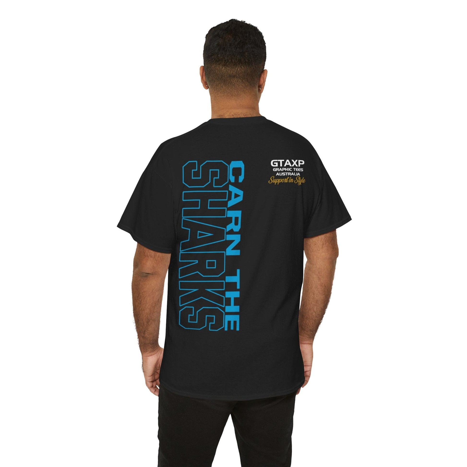 Carn The Sharks Graphic Tee Graphic Tees Australia Black / S Graphic T-Shirt Australia -  Cool Graphic T-Shirts Online -  Carn The Sharks T Shirt | Rugby League Supporters Gear