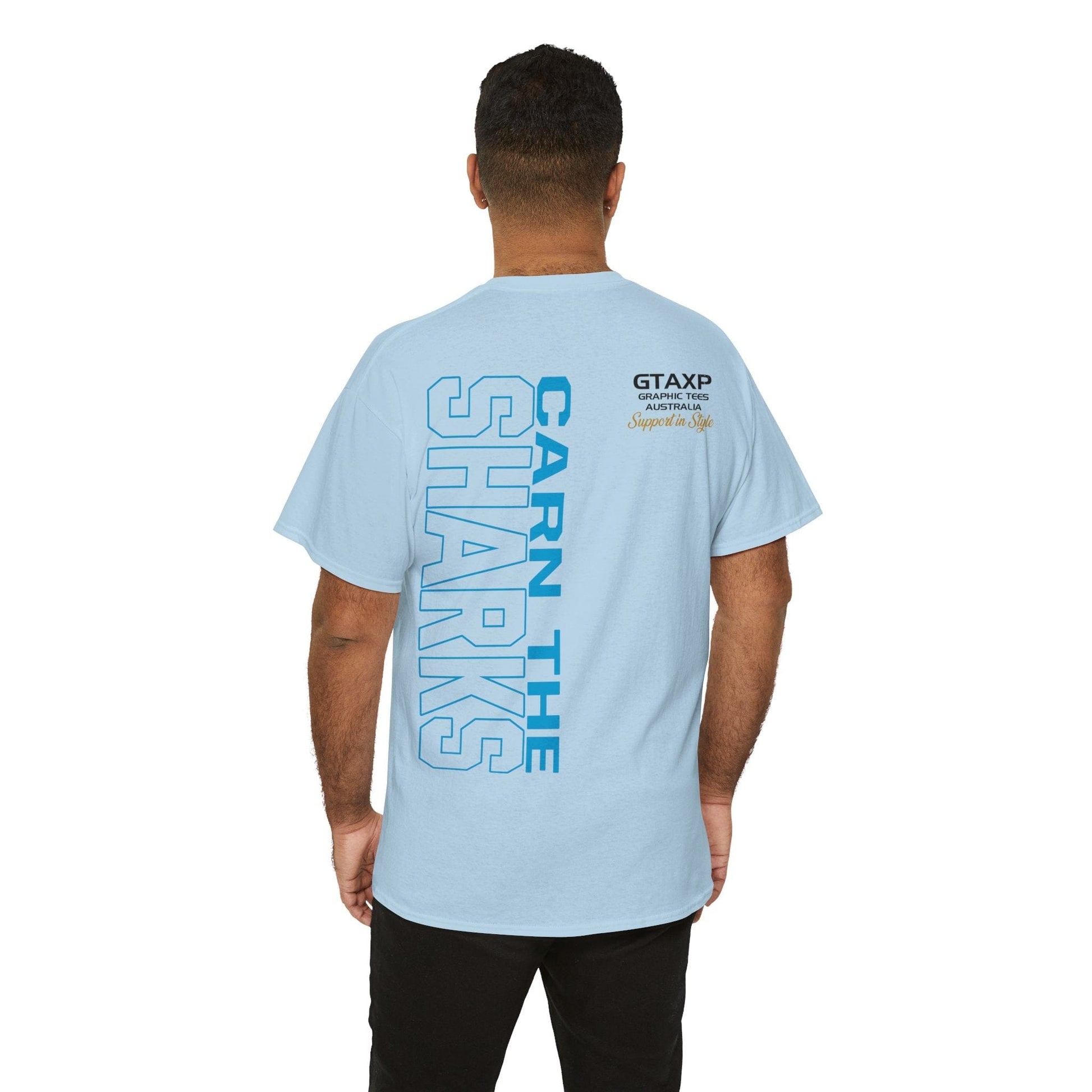 Carn The Sharks Graphic Tee Graphic Tees Australia Light Blue / S Graphic T-Shirt Australia -  Cool Graphic T-Shirts Online -  Carn The Sharks T Shirt | Rugby League Supporters Gear