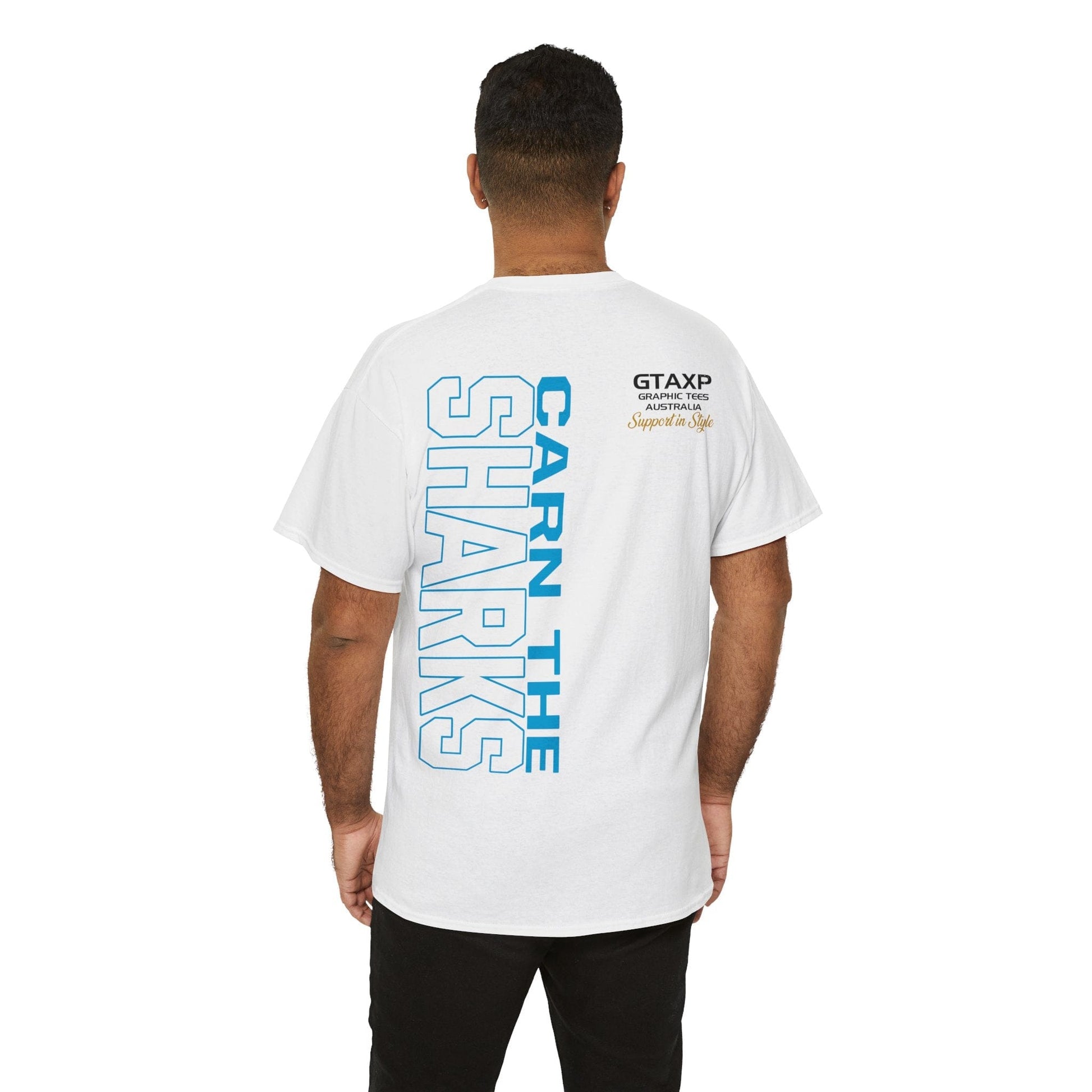 Carn The Sharks Graphic Tee Graphic Tees Australia White / S Graphic T-Shirt Australia -  Cool Graphic T-Shirts Online -  Carn The Sharks T Shirt | Rugby League Supporters Gear