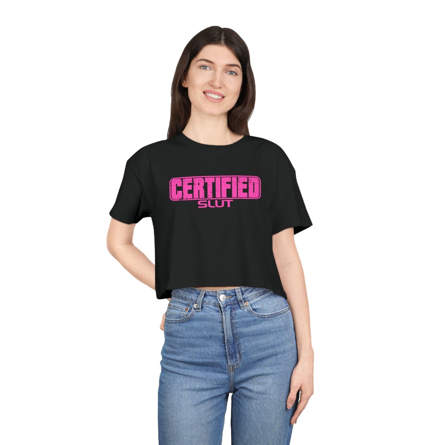 Certified Slut Crop Tee Graphic Tees Australia Black / XS Graphic T-Shirt Australia -  Cool Graphic T-Shirts Online -  Certified Slut Crop Tee | Womens Graphic T-Shirts