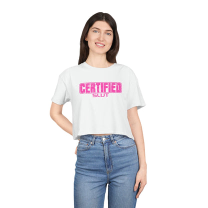 Certified Slut Crop Tee Graphic Tees Australia White / XS Graphic T-Shirt Australia -  Cool Graphic T-Shirts Online -  Certified Slut Crop Tee | Womens Graphic T-Shirts