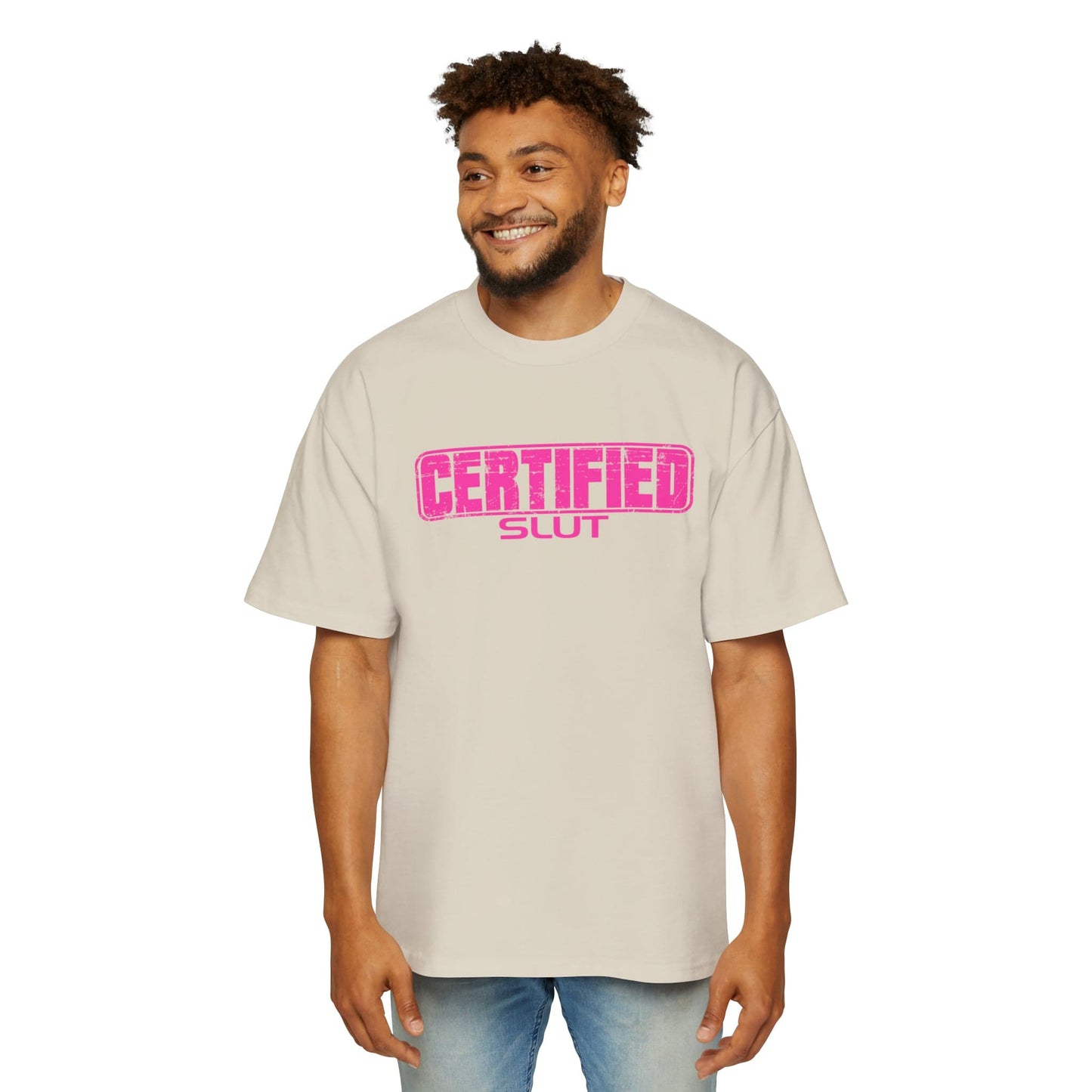 Certified Slut Oversized Tee Graphic Tees Australia Ecru / S Graphic T-Shirt Australia -  Cool Graphic T-Shirts Online -  Certified Slut Oversized Tee | 80's Graphic T-Shirts Australia