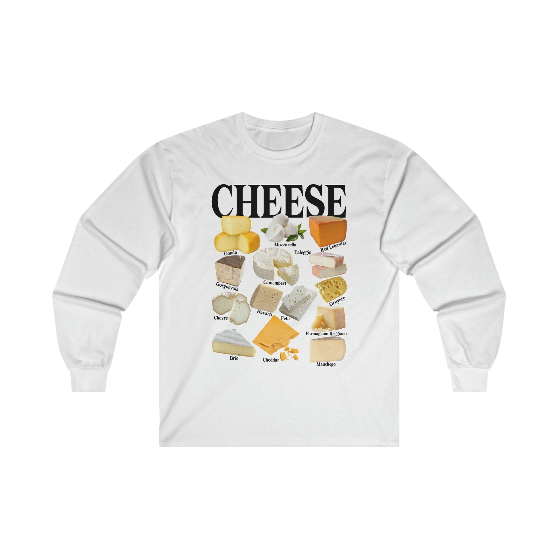 Cheese Homage Long Sleeve Graphic Tees Australia S / White Graphic T-Shirt Australia -  Cool Graphic T-Shirts Online -  Cheese Homage Long Sleeve | Funny Graphic T-Shirts Australia