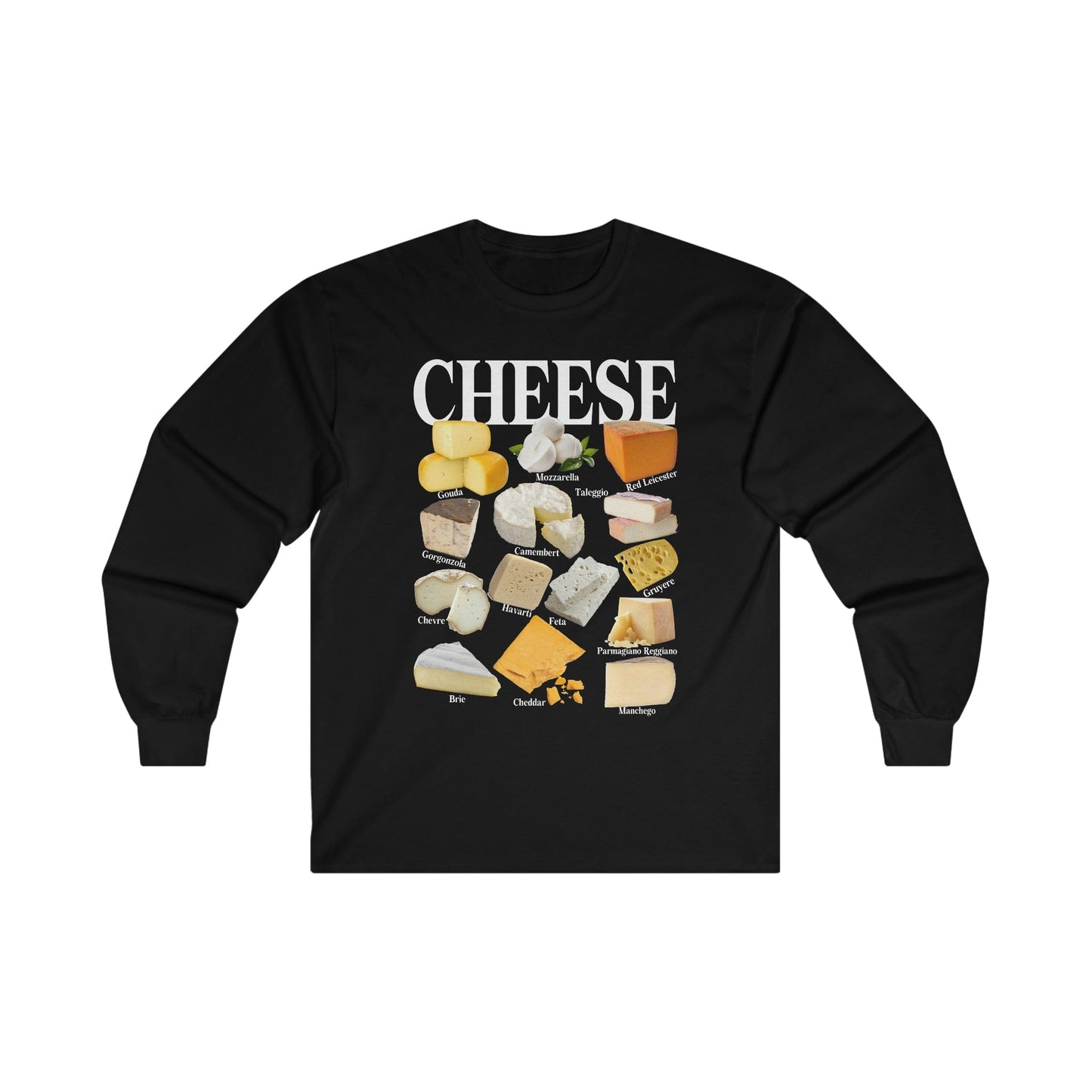 Cheese Homage Long Sleeve Graphic Tees Australia S / Black Graphic T-Shirt Australia -  Cool Graphic T-Shirts Online -  Cheese Homage Long Sleeve | Funny Graphic T-Shirts Australia