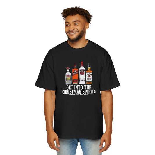 Christmas Spirits Oversized Tee Printify Black / S Graphic T-Shirt Australia -  Cool Graphic T-Shirts Online - 