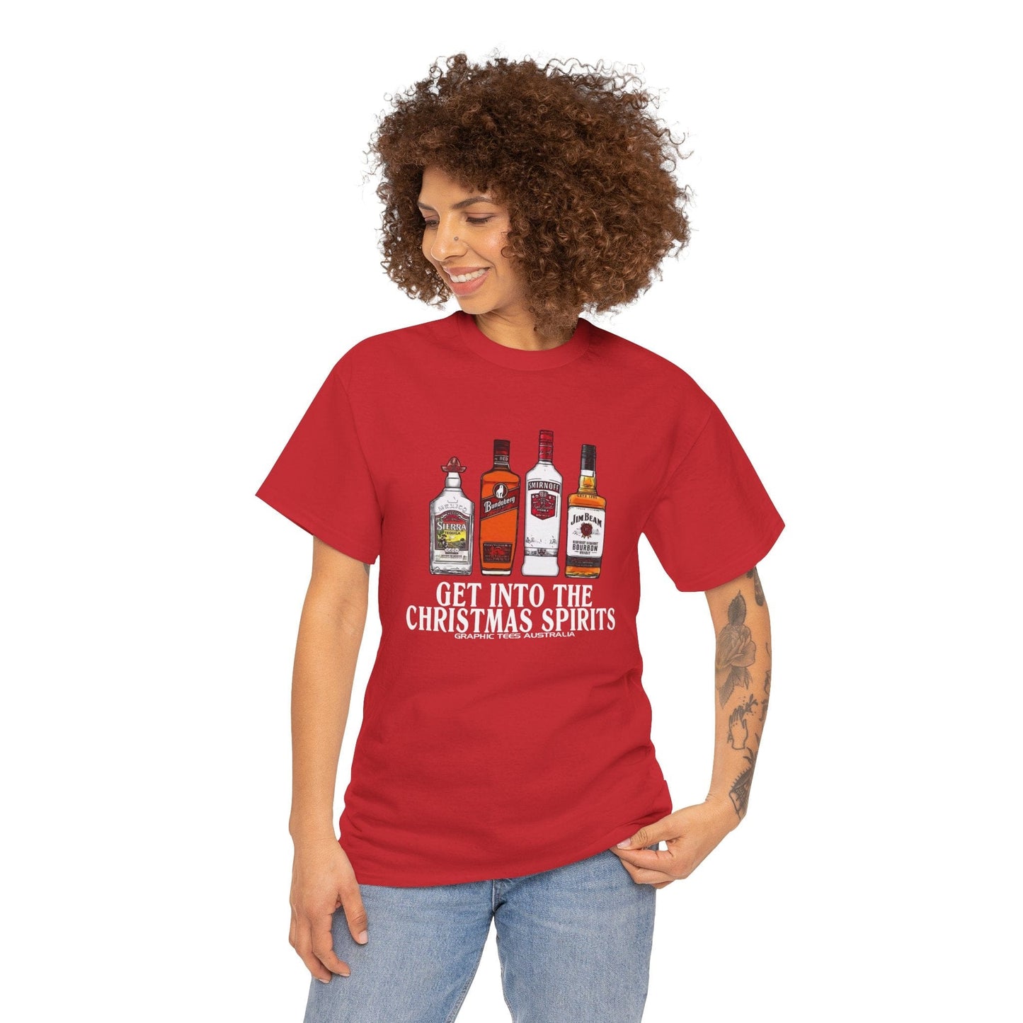 Christmas Spirits Tshirt Printify Red / S Graphic T-Shirt Australia -  Cool Graphic T-Shirts Online - 