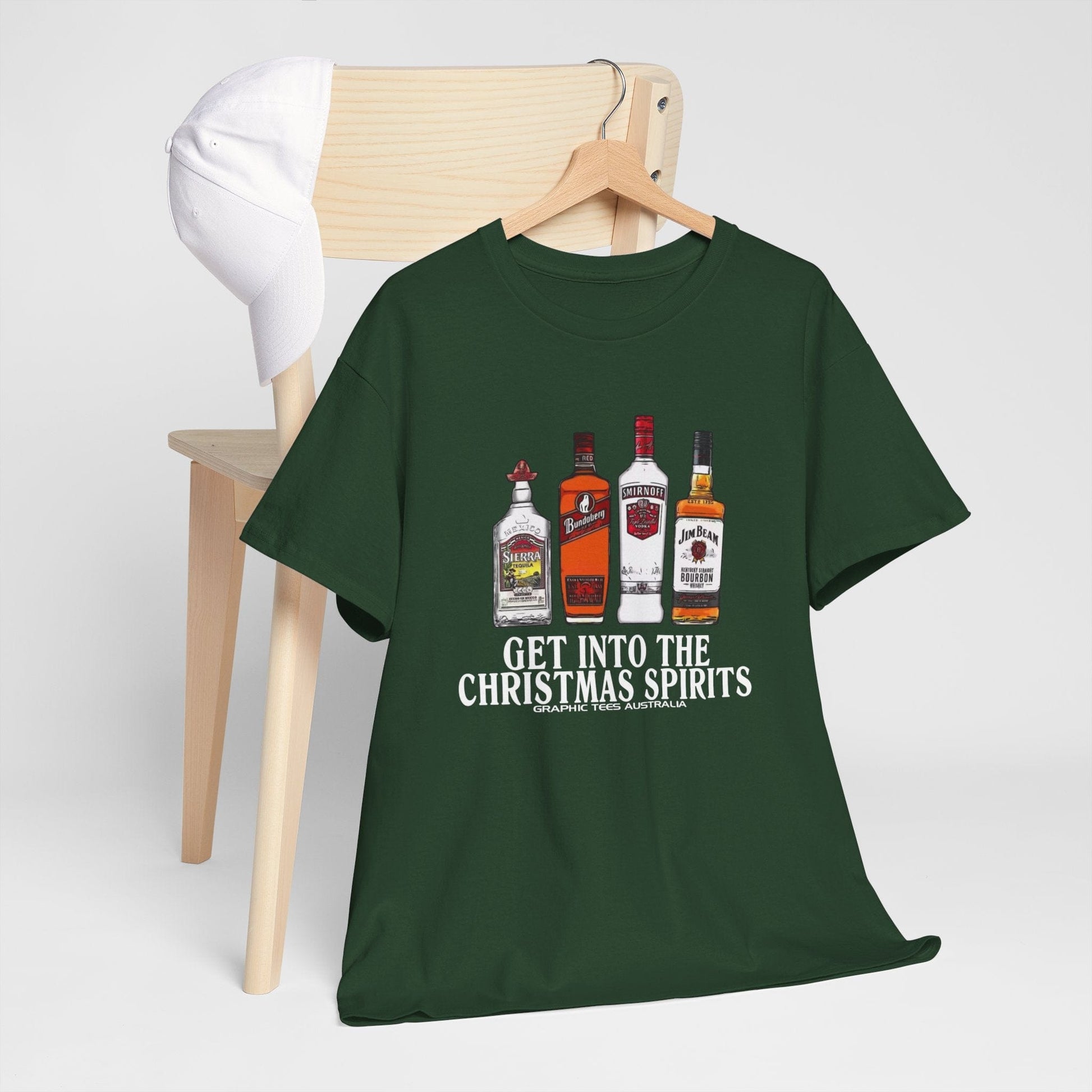 Christmas Spirits Tshirt Printify Graphic T-Shirt Australia -  Cool Graphic T-Shirts Online - 