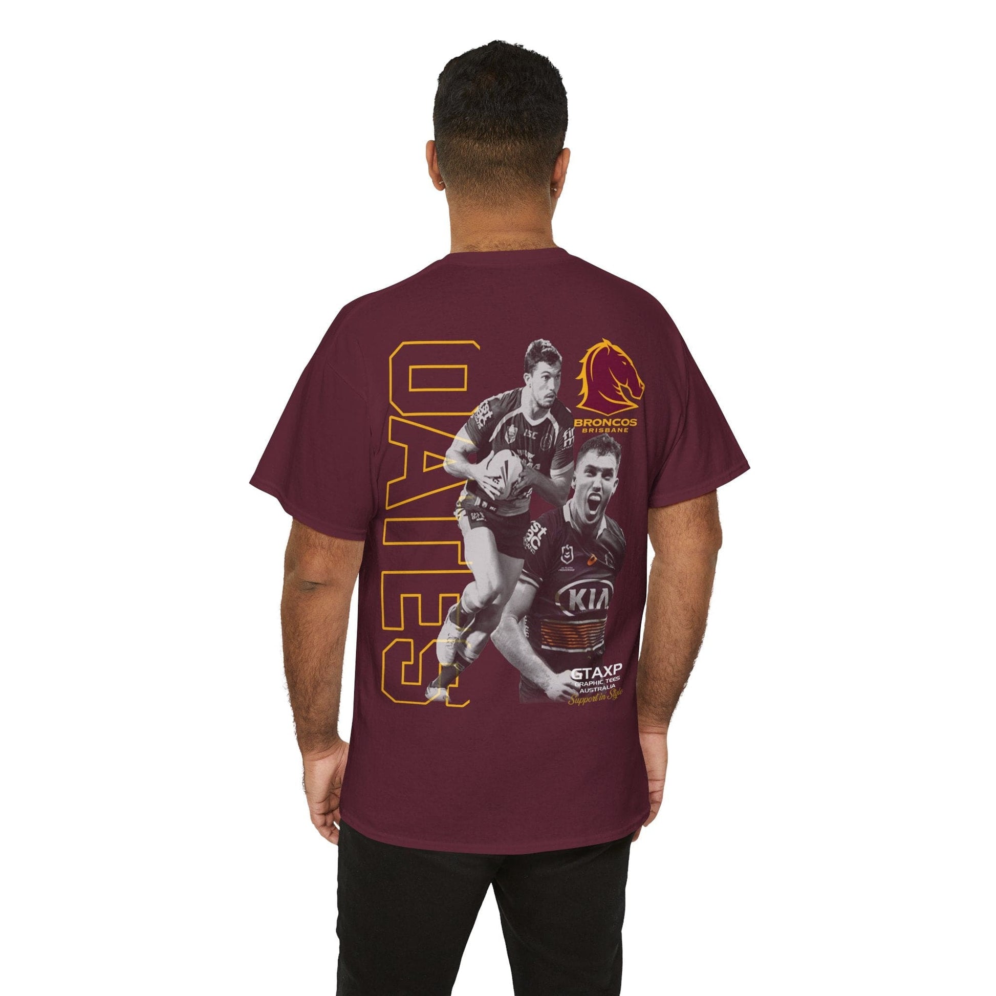 Corey Oates Broncos Duo TShirt Printify Maroon / S Graphic T-Shirt Australia -  Cool Graphic T-Shirts Online - 