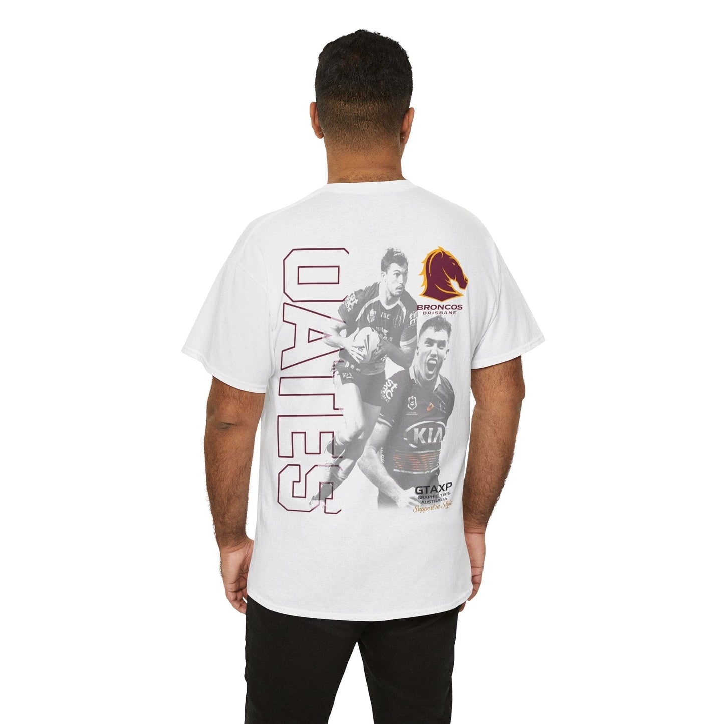 Corey Oates Broncos Duo TShirt Printify White / S Graphic T-Shirt Australia -  Cool Graphic T-Shirts Online - 