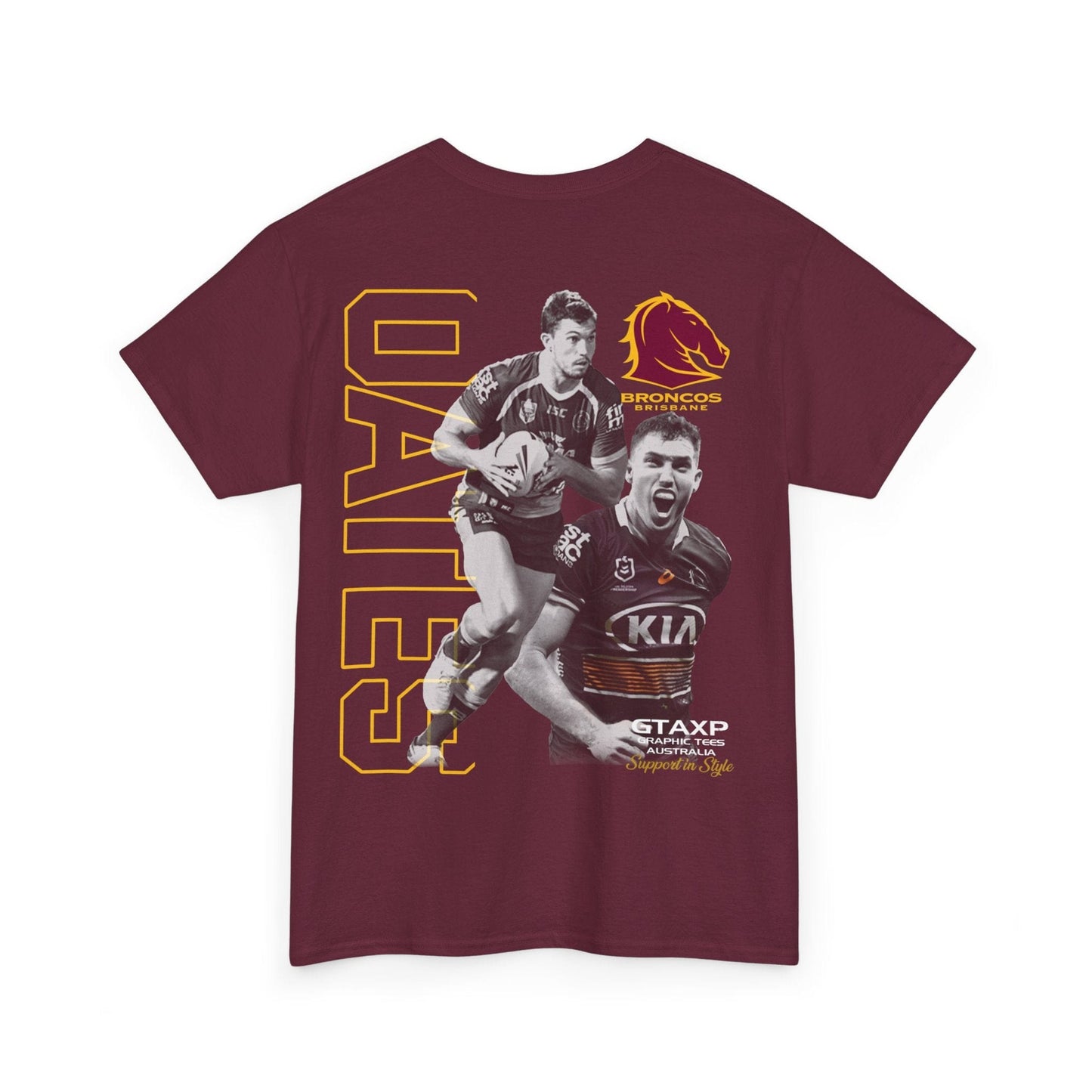 Corey Oates Broncos Duo TShirt Printify Graphic T-Shirt Australia -  Cool Graphic T-Shirts Online - 