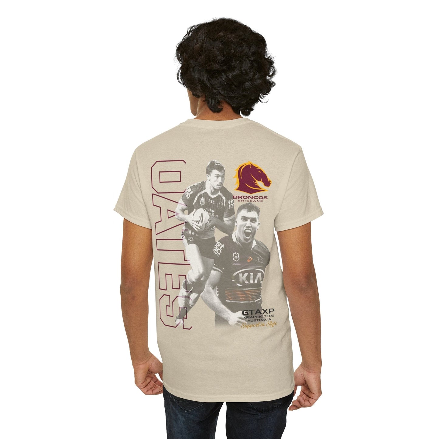 Corey Oates Broncos Duo TShirt Printify Graphic T-Shirt Australia -  Cool Graphic T-Shirts Online - 