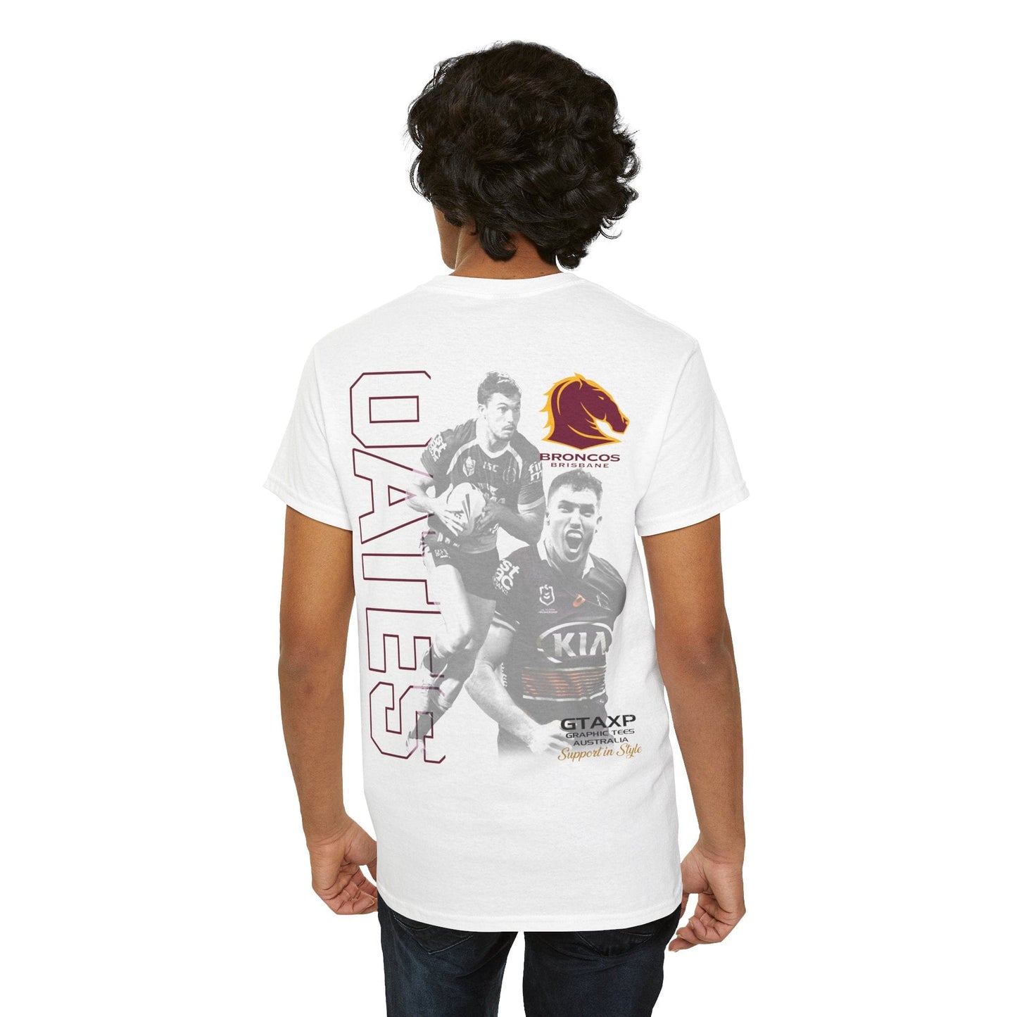 Corey Oates Broncos Duo TShirt Printify Graphic T-Shirt Australia -  Cool Graphic T-Shirts Online - 