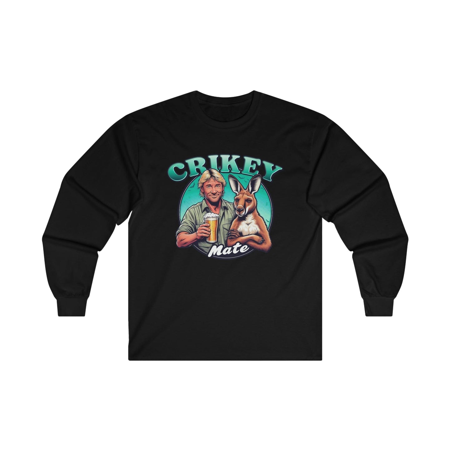 Crikey Mate Long Sleeve Graphic Tees Australia S / Black Graphic T-Shirt Australia -  Cool Graphic T-Shirts Online -  Crikey Mate Long Sleeve T-Shirt | Funny Aussie T-Shirts Australia