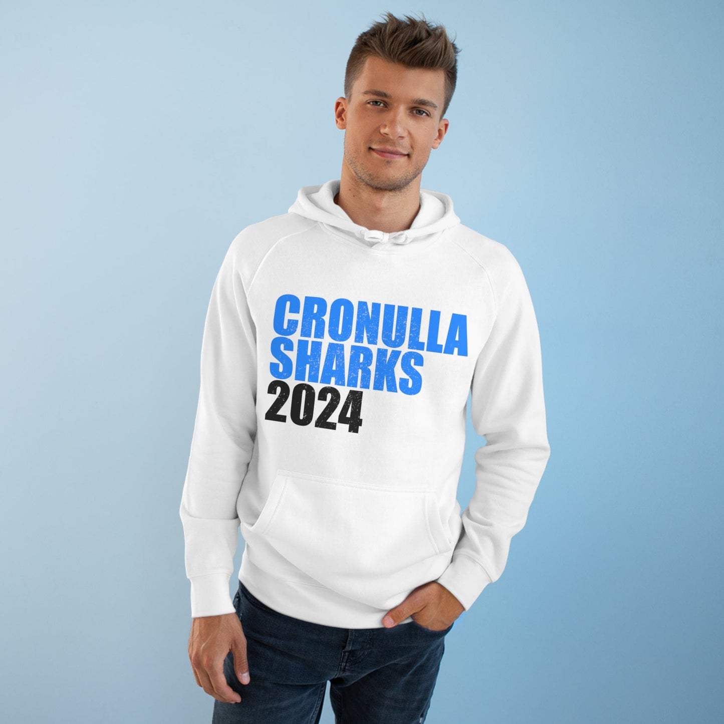 Cronulla Sharks 2024 Hoodie Graphic Tees Australia White / XS Graphic T-Shirt Australia -  Cool Graphic T-Shirts Online -  Cronulla Sharks 2024 Hoodie | NRL hoodies Australia