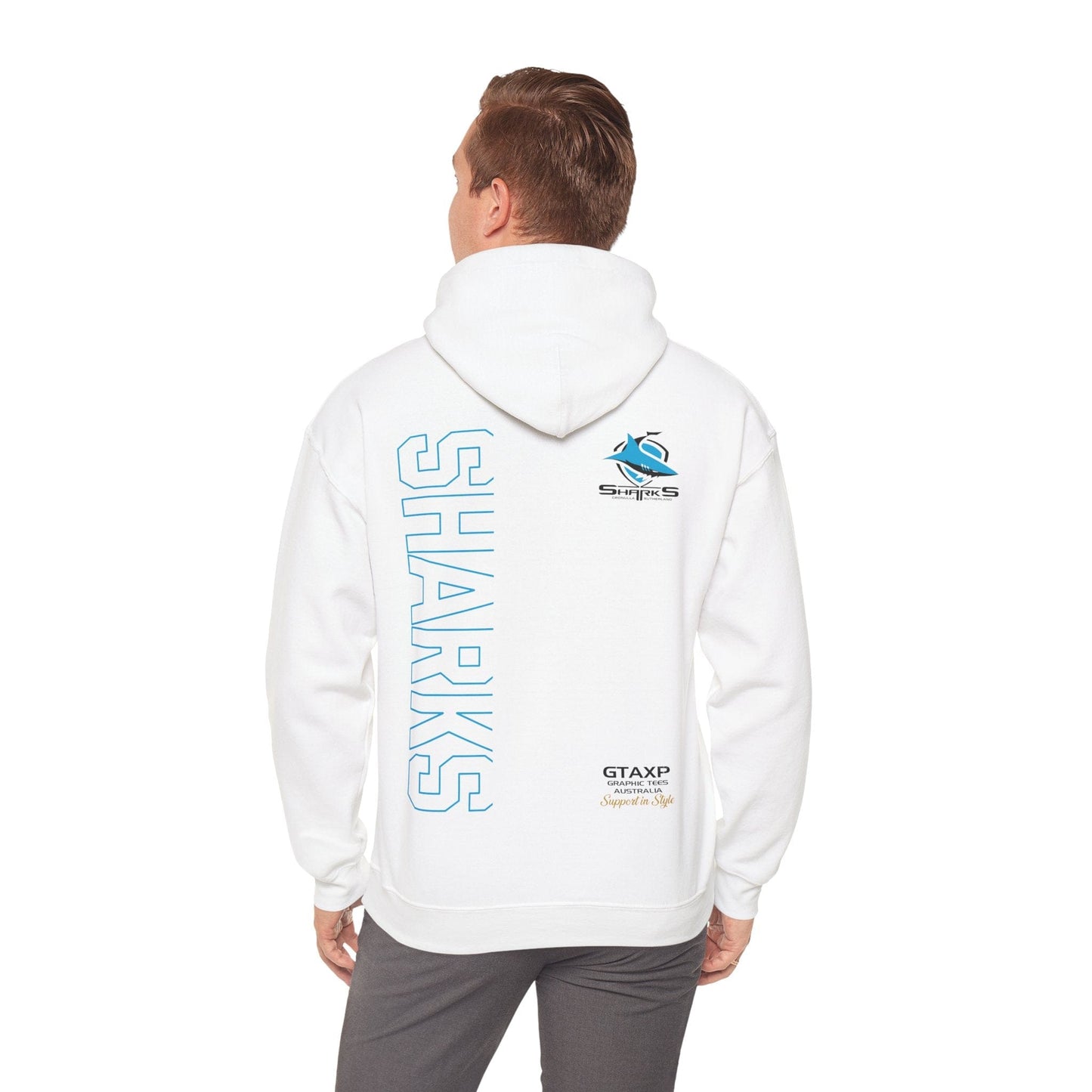 Cronulla Sharks Duo Hoodie Printify White / S Graphic T-Shirt Australia -  Cool Graphic T-Shirts Online - 