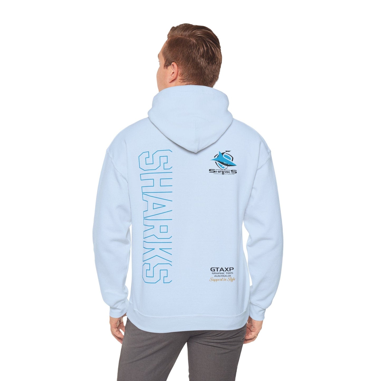 Cronulla Sharks Duo Hoodie Printify Light Blue / S Graphic T-Shirt Australia -  Cool Graphic T-Shirts Online - 