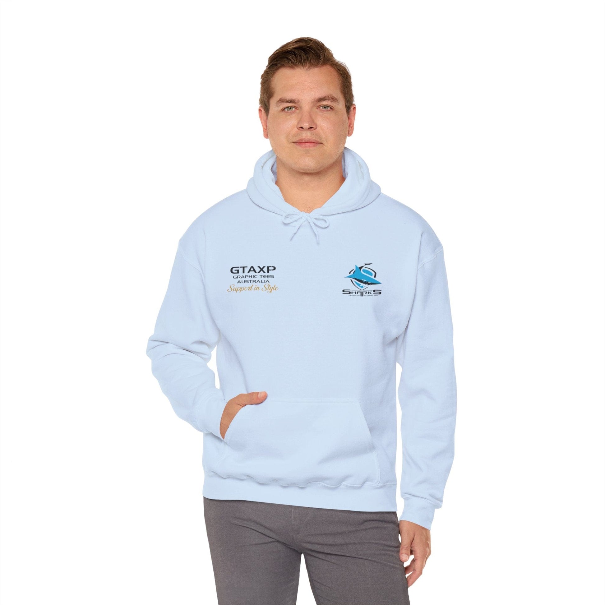 Cronulla Sharks Duo Hoodie Printify Graphic T-Shirt Australia -  Cool Graphic T-Shirts Online - 