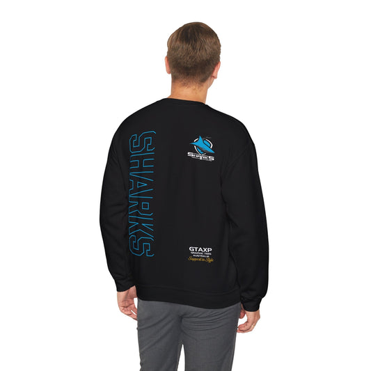 Cronulla Sharks Duo Jumper Graphic Tees Australia Black / S Graphic T-Shirt Australia -  Cool Graphic T-Shirts Online -  Cronulla Sharks Duo Jumper | Cronulla Sharks Crew Sweater