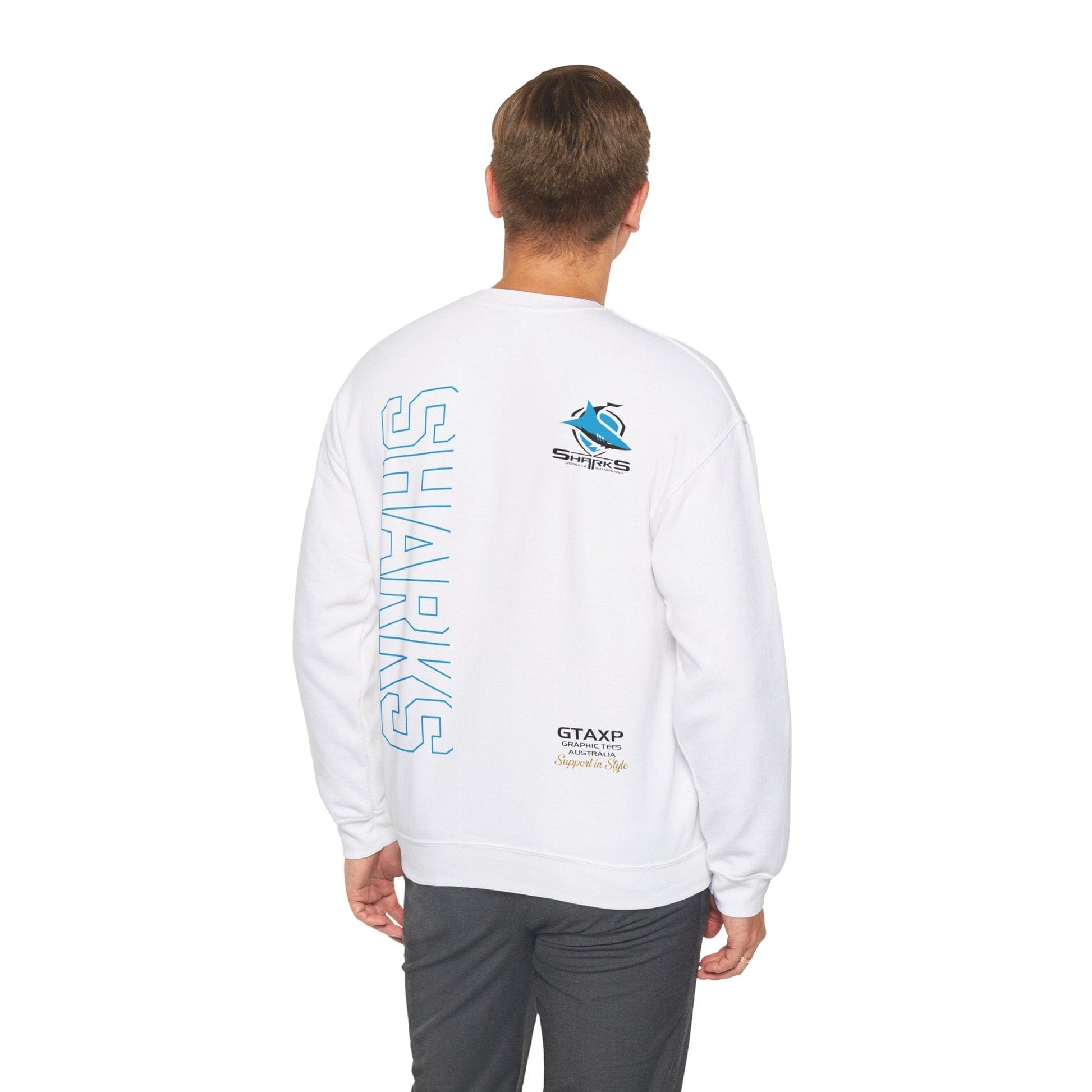 Cronulla Sharks Duo Jumper Graphic Tees Australia White / S Graphic T-Shirt Australia -  Cool Graphic T-Shirts Online -  Cronulla Sharks Duo Jumper | Cronulla Sharks Crew Sweater