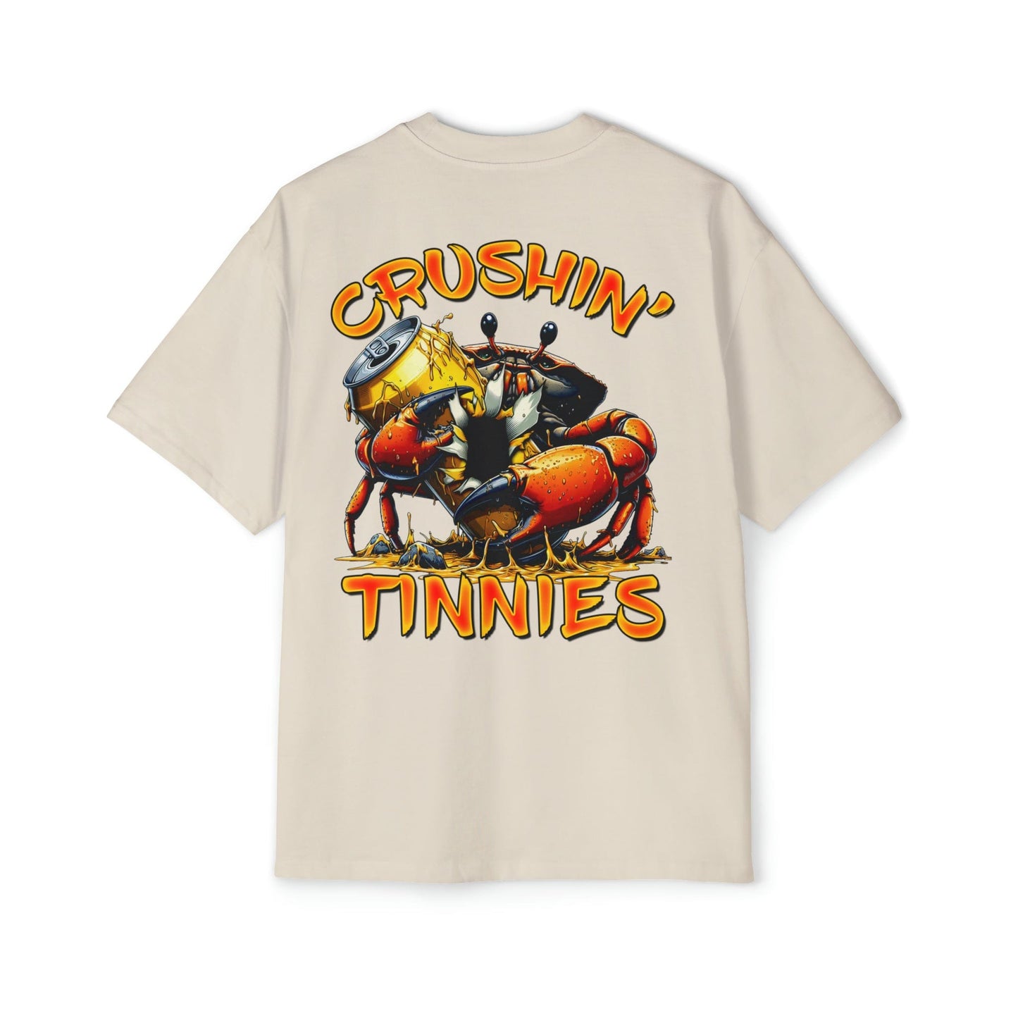 Crushin Tinnies Oversized Tee Graphic Tees Australia Ecru / S Graphic T-Shirt Australia -  Cool Graphic T-Shirts Online -  Crushin Tinnies Oversized Tee | Funny Beer T-Shirts Australia