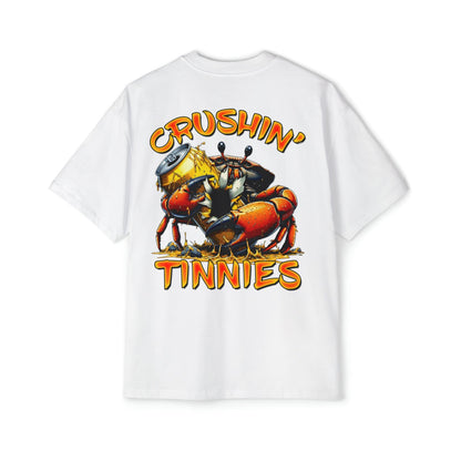 Crushin Tinnies Oversized Tee Graphic Tees Australia White / S Graphic T-Shirt Australia -  Cool Graphic T-Shirts Online -  Crushin Tinnies Oversized Tee | Funny Beer T-Shirts Australia