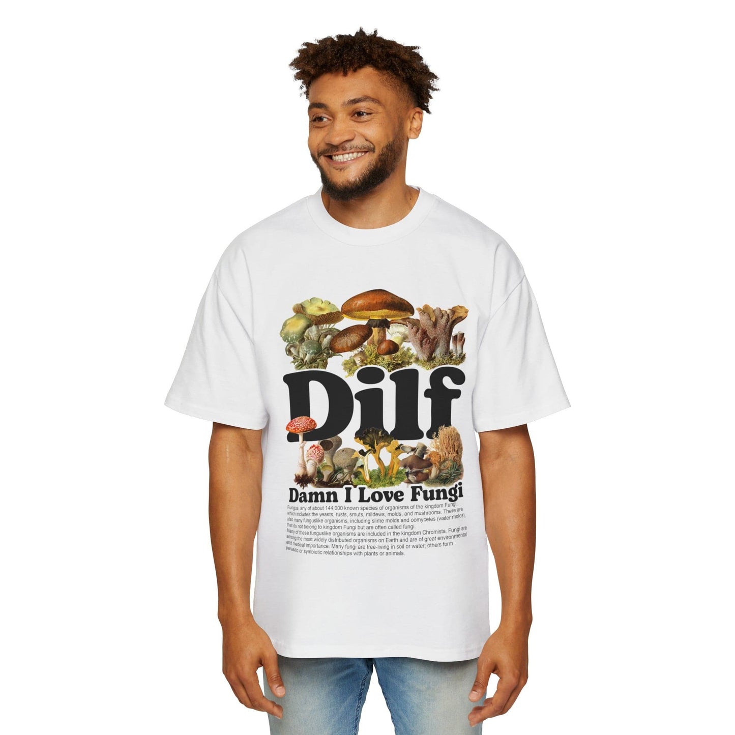 Damn I Love Fungi Oversized Tee Printify White / S Graphic T-Shirt Australia -  Cool Graphic T-Shirts Online - 