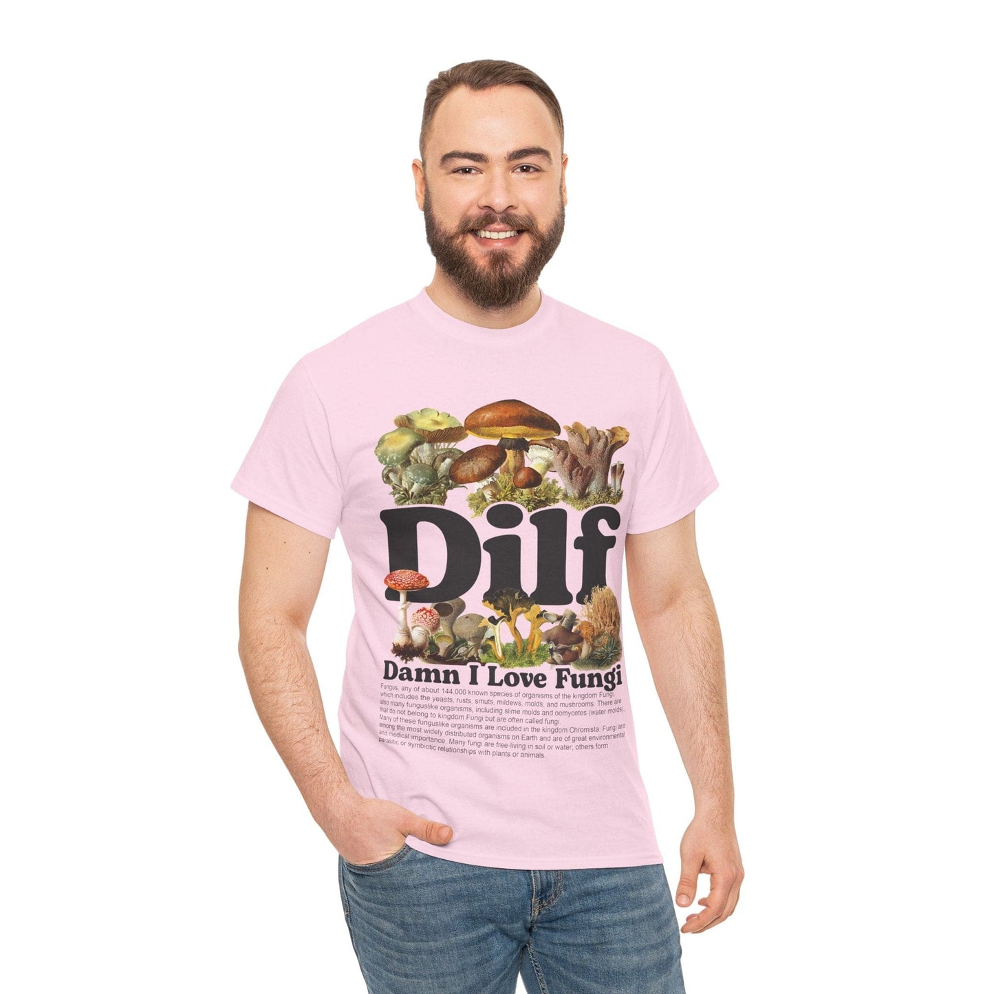 Damn I Love Fungi TShirt Printify Light Pink / S Graphic T-Shirt Australia -  Cool Graphic T-Shirts Online - 