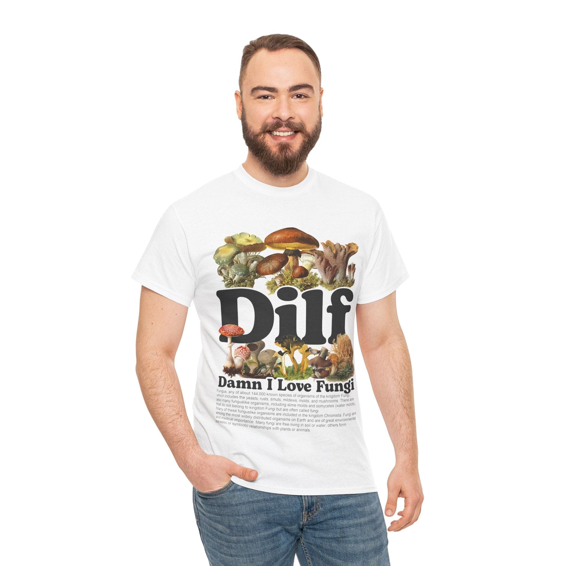 Damn I Love Fungi TShirt Printify White / S Graphic T-Shirt Australia -  Cool Graphic T-Shirts Online - 