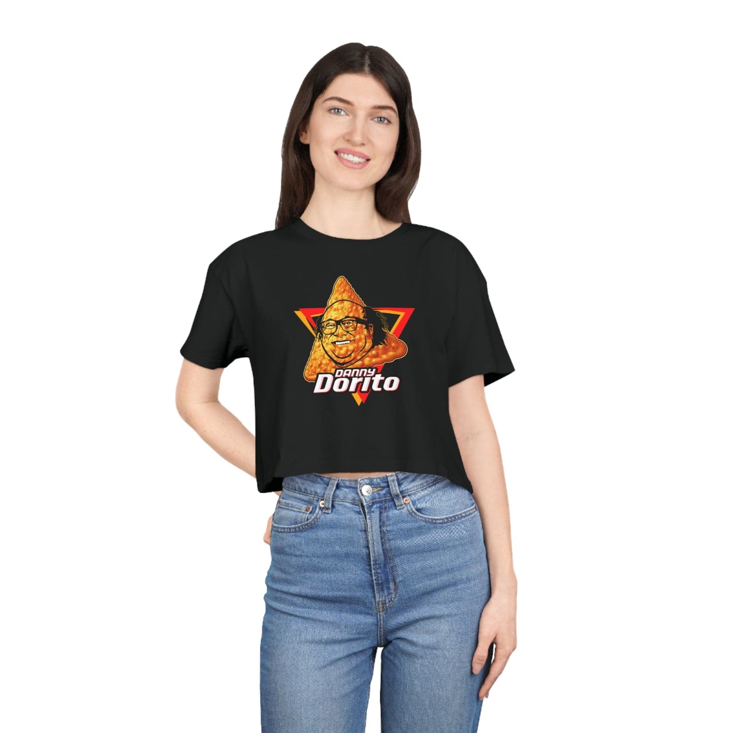 Danny Dorito Crop Tee Graphic Tees Australia Black / XS Graphic T-Shirt Australia -  Cool Graphic T-Shirts Online -  Danny Dorito Crop Tee | Funny Womens T-Shirts Australia