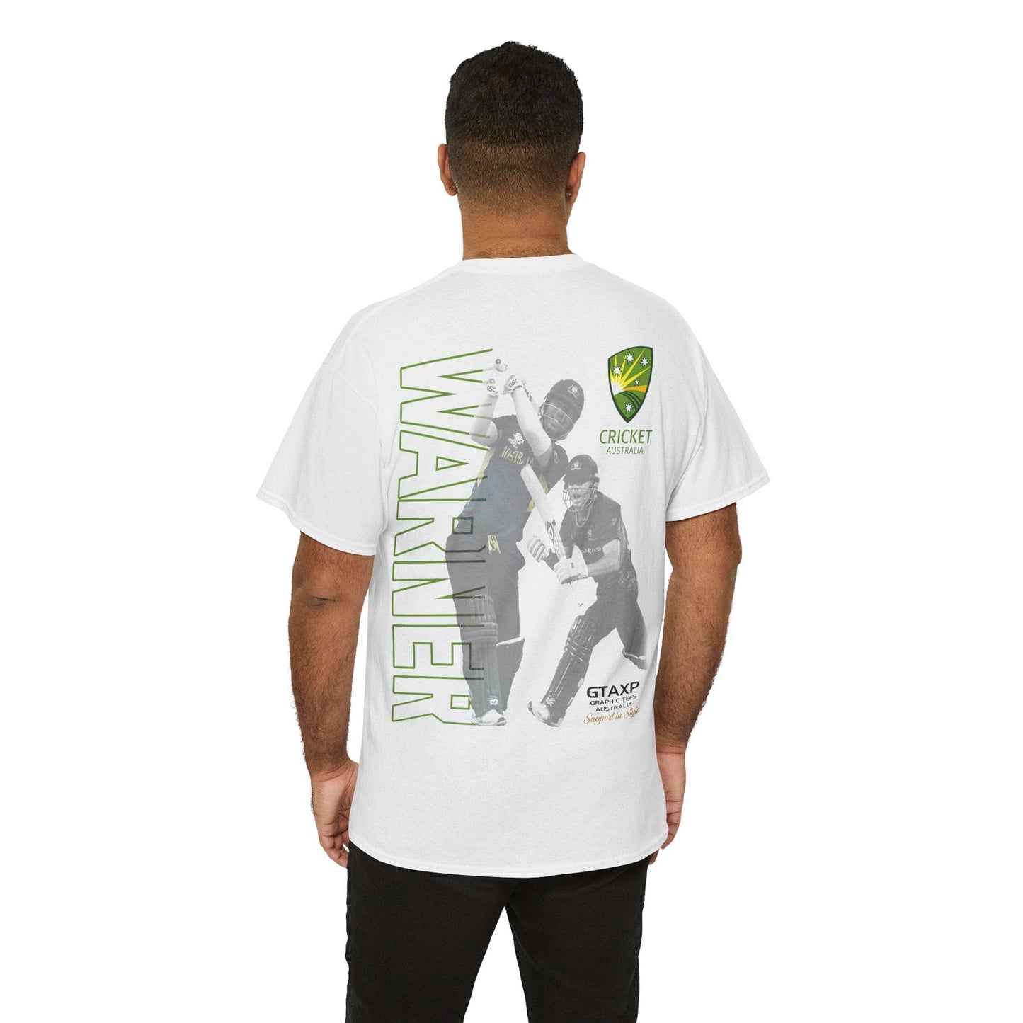 David Warner T20 World Cup Graphic Tee Graphic Tees Australia White / S Graphic T-Shirt Australia -  Cool Graphic T-Shirts Online -  David Warner T20 World Cup T-Shirt | Cricket Merch Australia