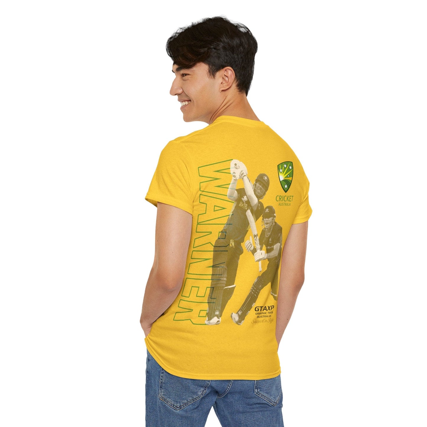 David Warner T20 World Cup Graphic Tee Graphic Tees Australia Graphic T-Shirt Australia -  Cool Graphic T-Shirts Online -  David Warner T20 World Cup T-Shirt | Cricket Merch Australia