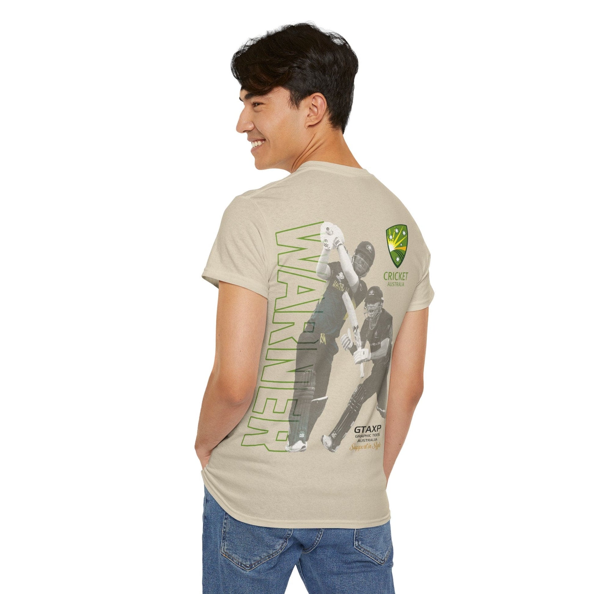 David Warner T20 World Cup Graphic Tee Graphic Tees Australia Graphic T-Shirt Australia -  Cool Graphic T-Shirts Online -  David Warner T20 World Cup T-Shirt | Cricket Merch Australia