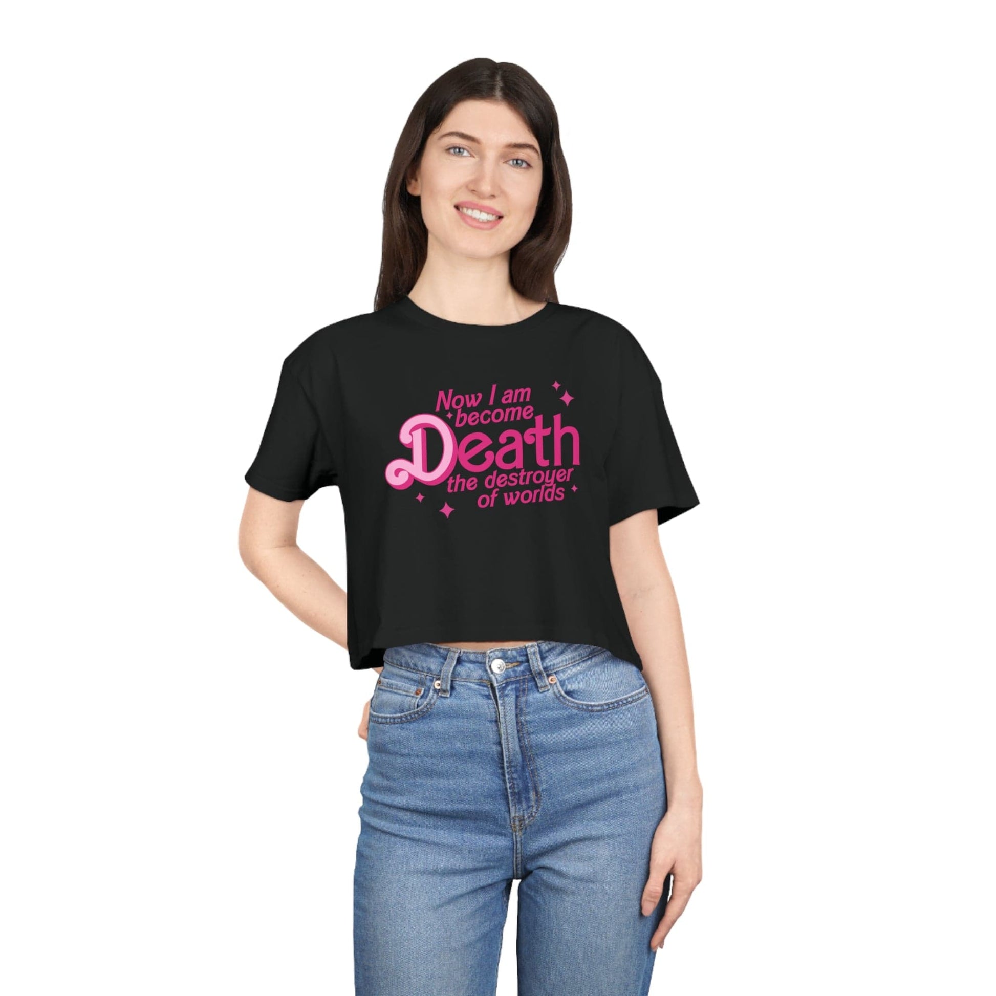 Death Destroyer Of Worlds Crop Tee Graphic Tees Australia Black / XS Graphic T-Shirt Australia -  Cool Graphic T-Shirts Online - 